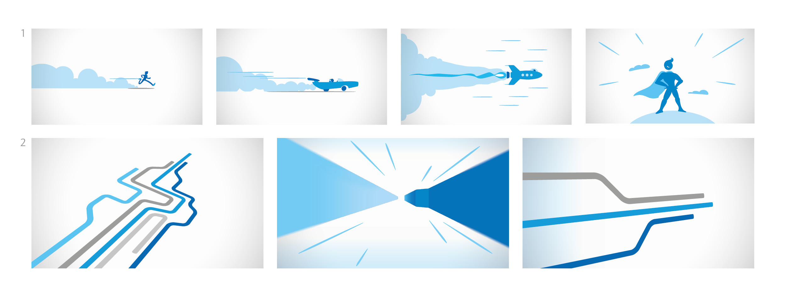 A simple lines concept was selected as a strong visual metaphor for convergence and together with a new narrative, developed into an internal presentation deck and this Tron-like animation.