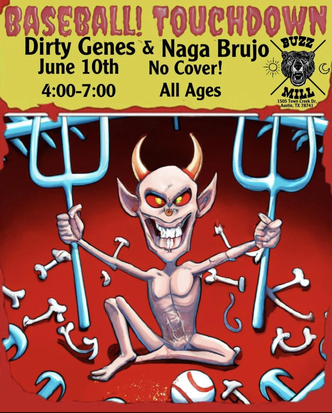 Live Music w/ Baseball! Touchdown, Dirty Genes, Naga Brujo