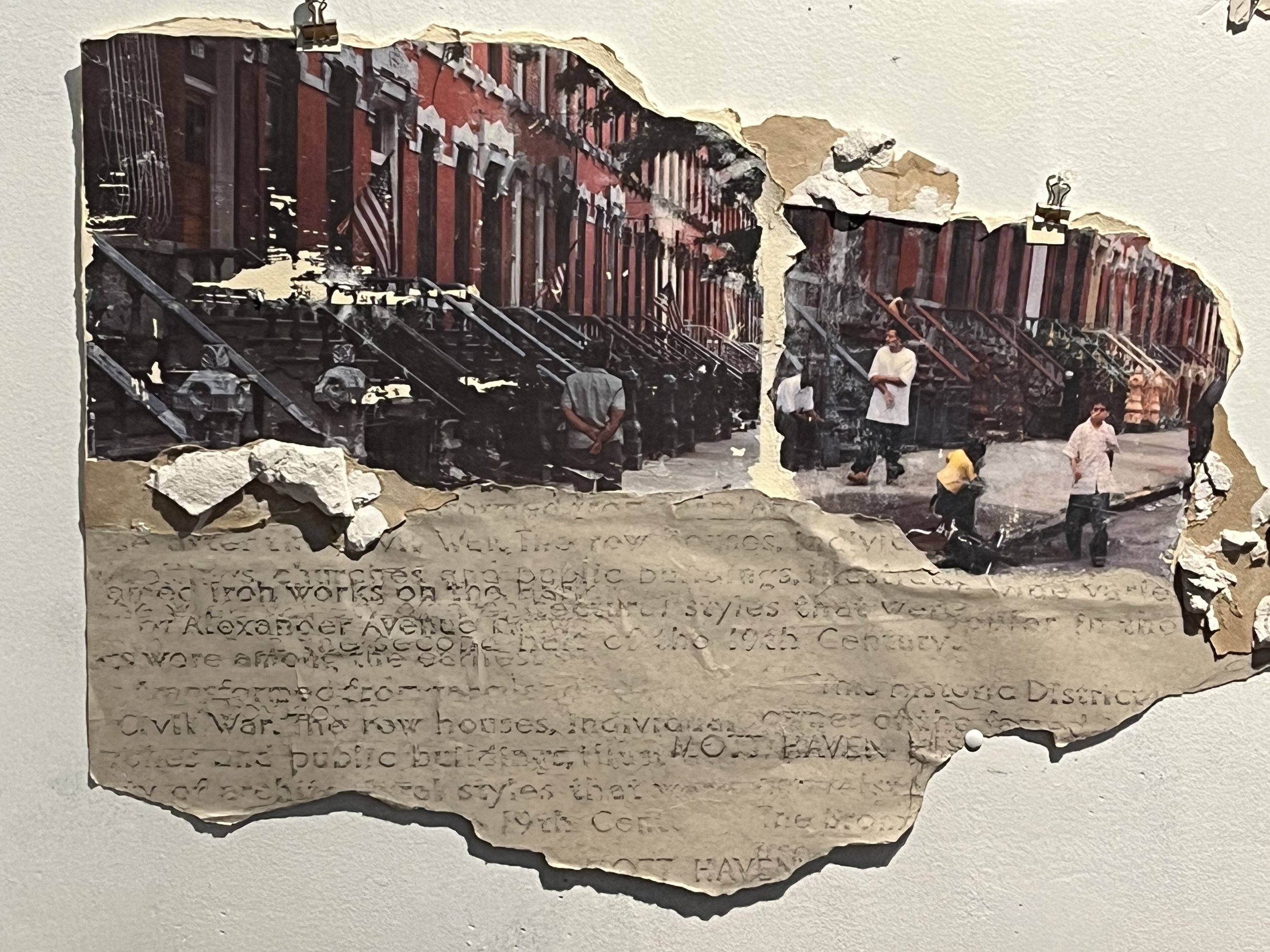   South Bronx Sagas, Mott Haven , 2007, Collage, rubbing from historic plaque, photo transfer, mixed media, 20 in. x 29 in. 
