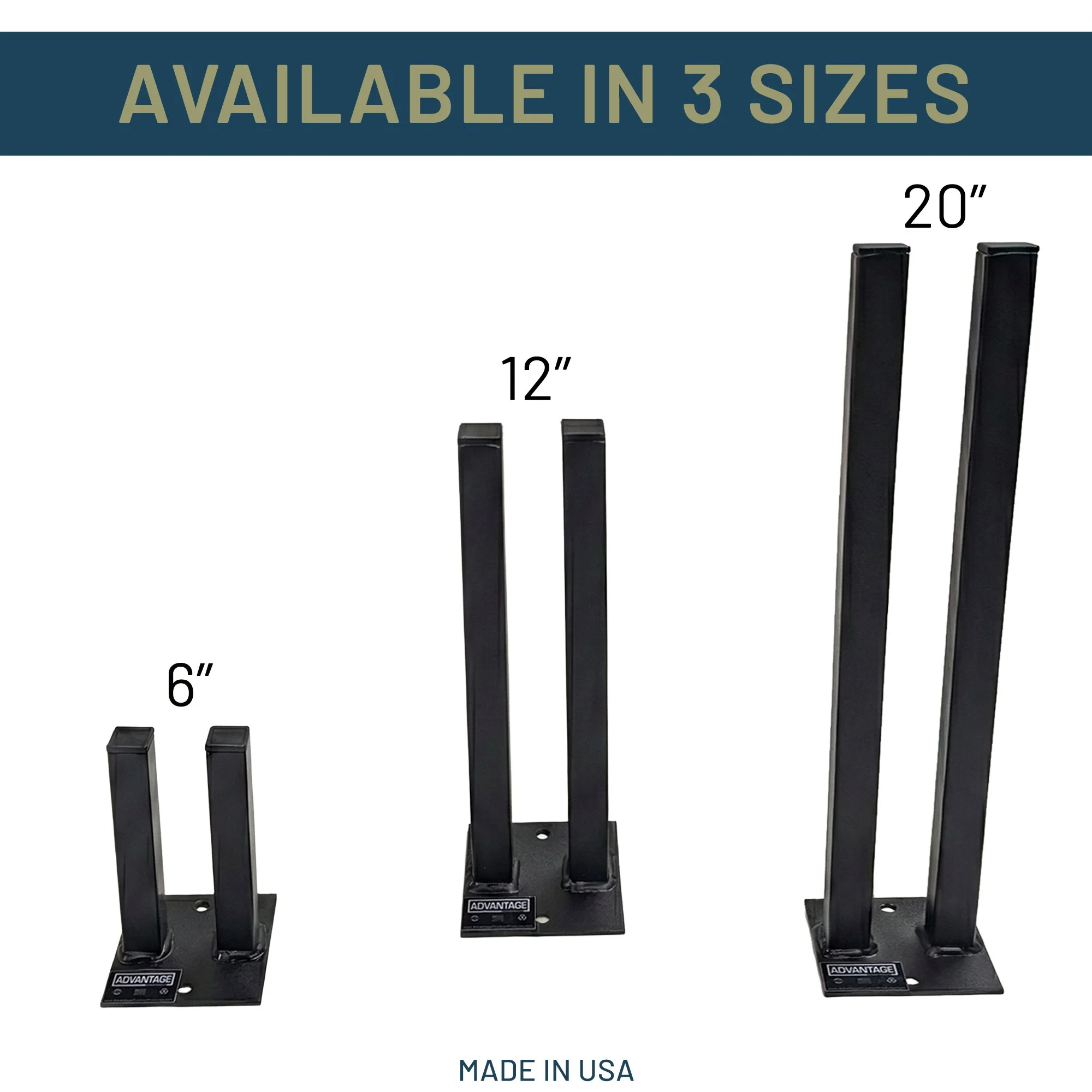 Double-prong tool rack available in 3 sizes — 6", 12", and 20" wall mount options