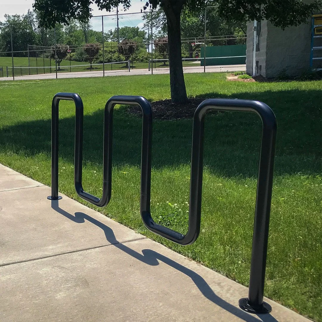 Commercial bike rack installed at park