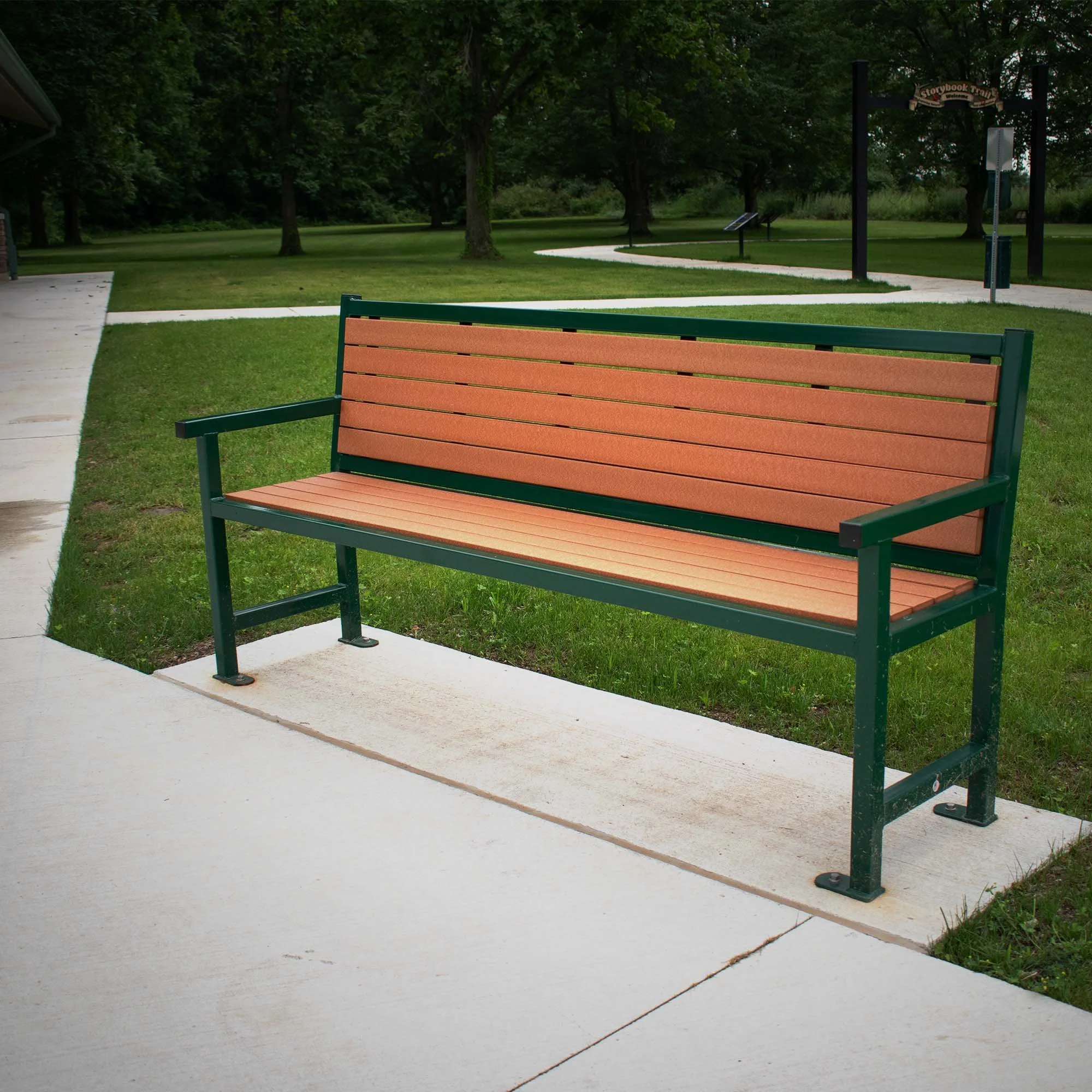 Caroline Mall Bench installed at park custom project.jpg