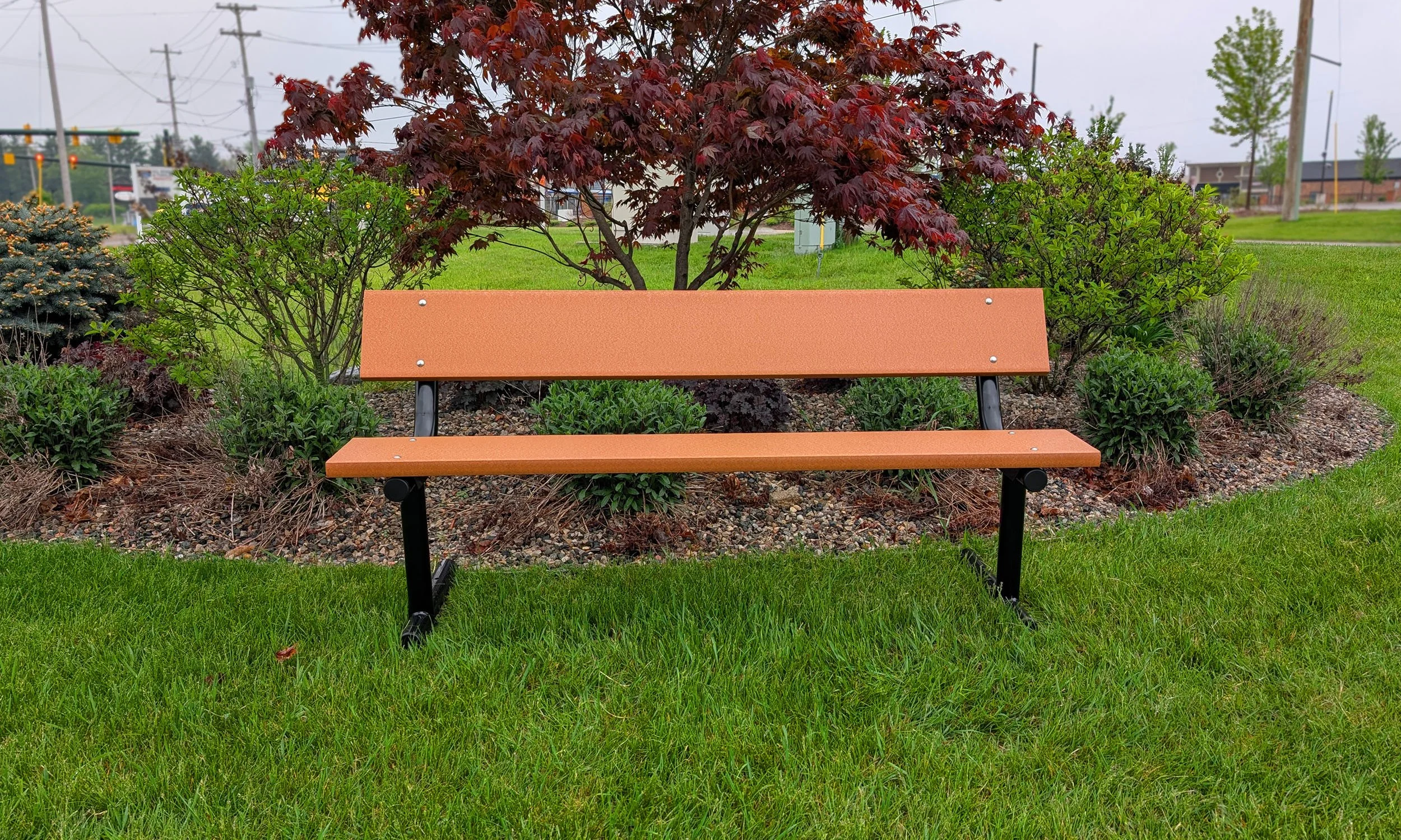 Advantage 6ft steel frame heavy-duty Leisure Park Bench with 2-3/8" steel frame
