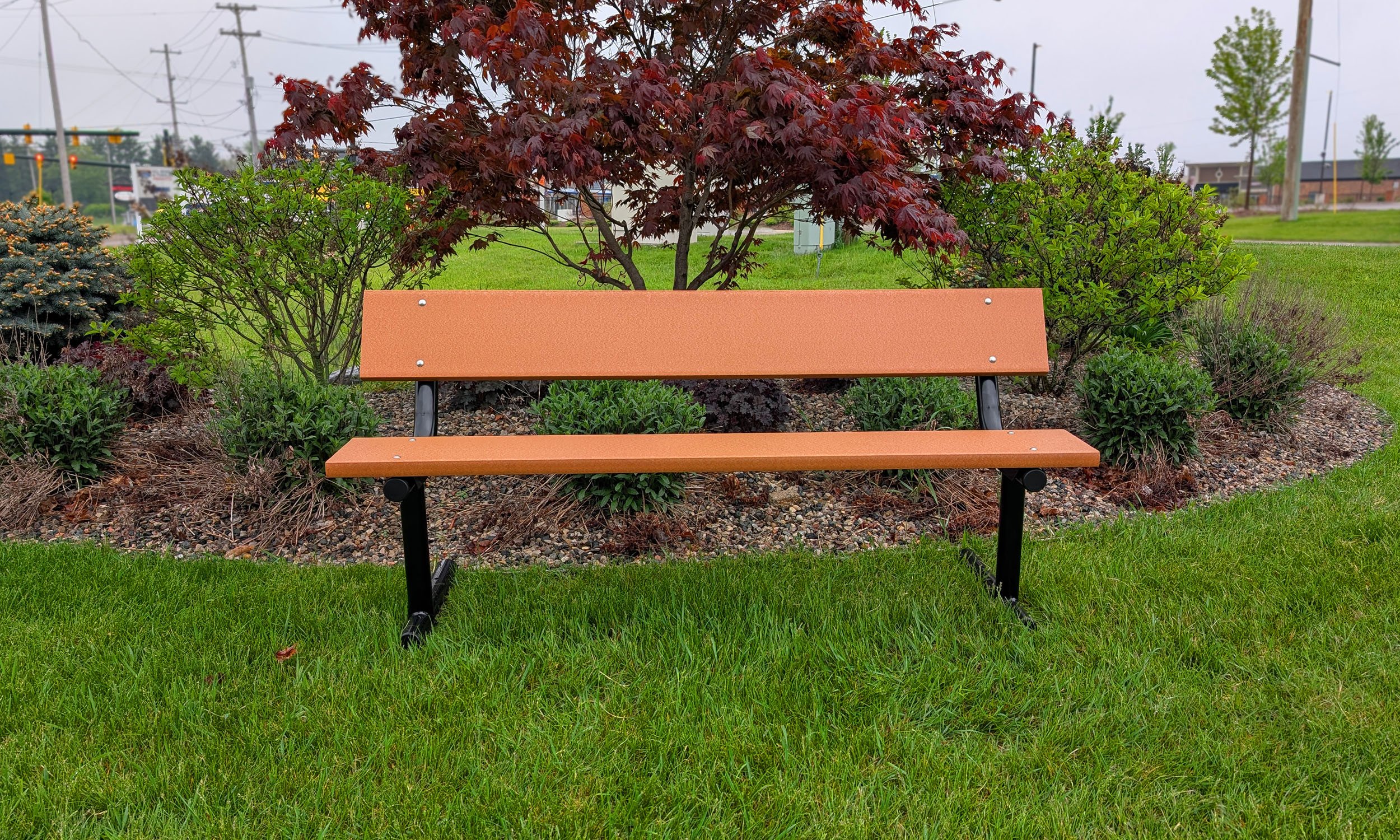 Advantage 6ft steel frame heavy-duty Leisure Park Bench with 2-3/8" steel frame