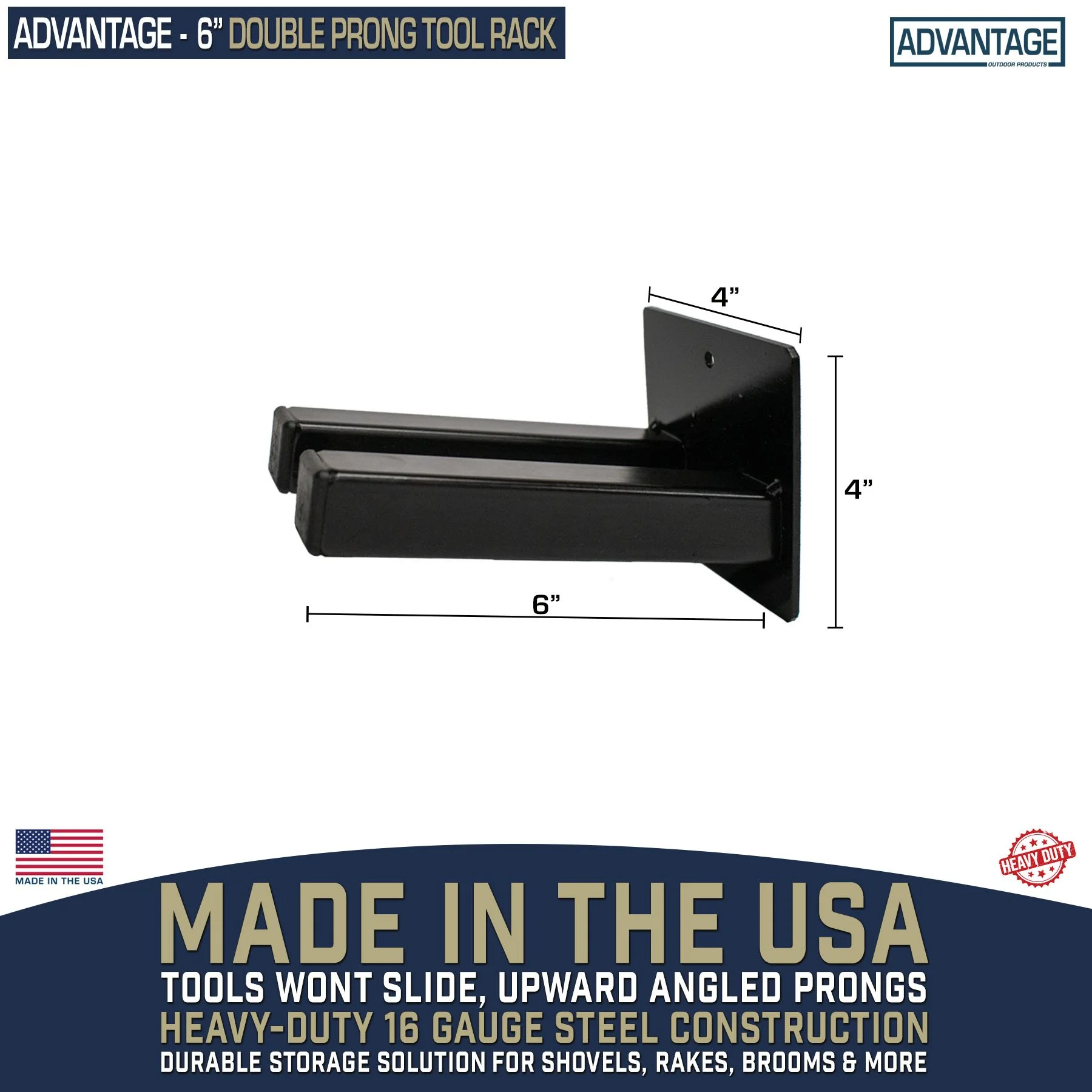 6" Double Prong Tool Rack | Advantage Outdoor Products