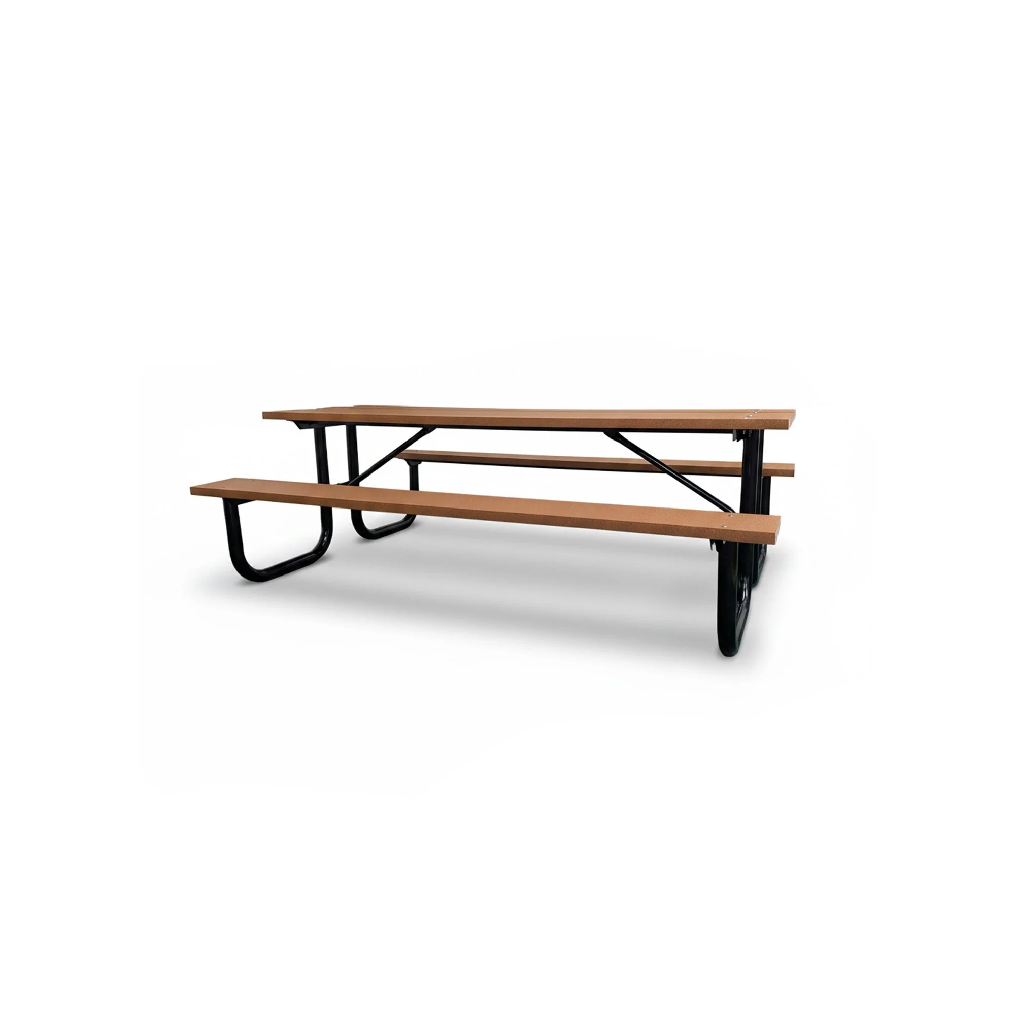 Heavy-Duty Recycled Plastic Rectangular Picnic Table with 2-3/8"O.D. Welded Frame