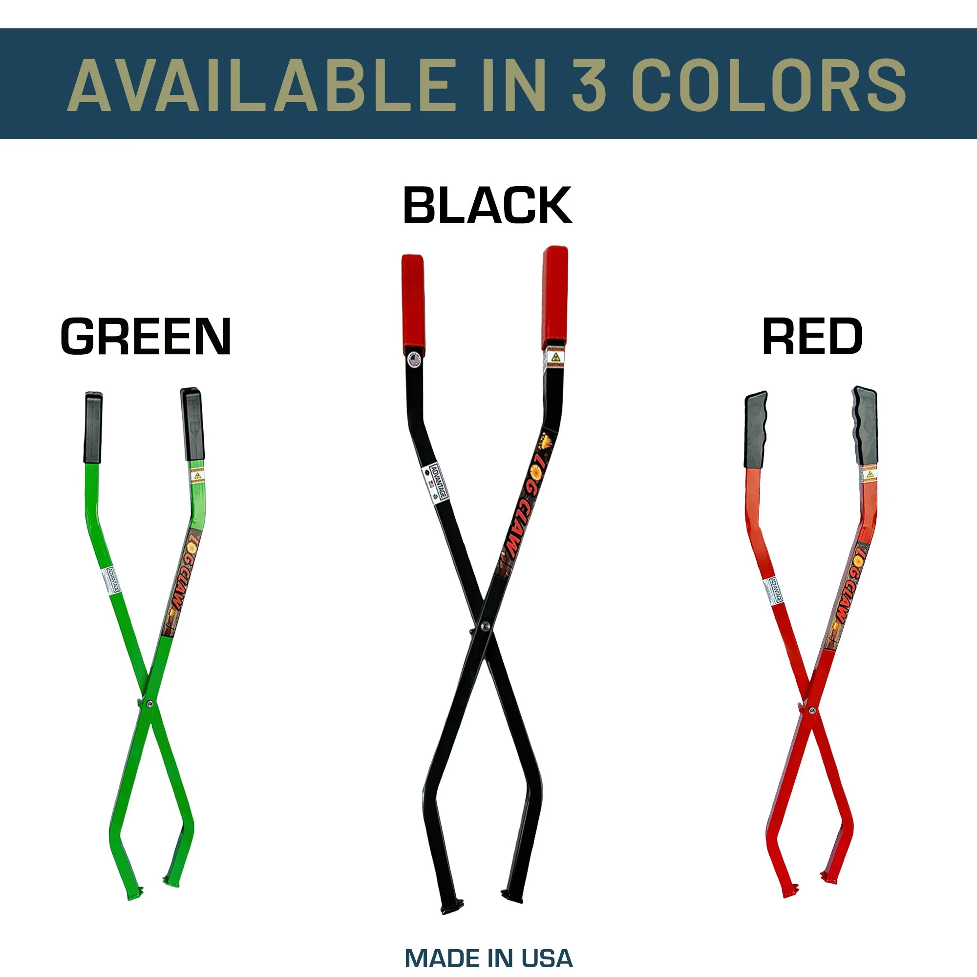 Advantage Firewood Log Claw Available in 3 Colors – Green, Black, and Red – Made in USA