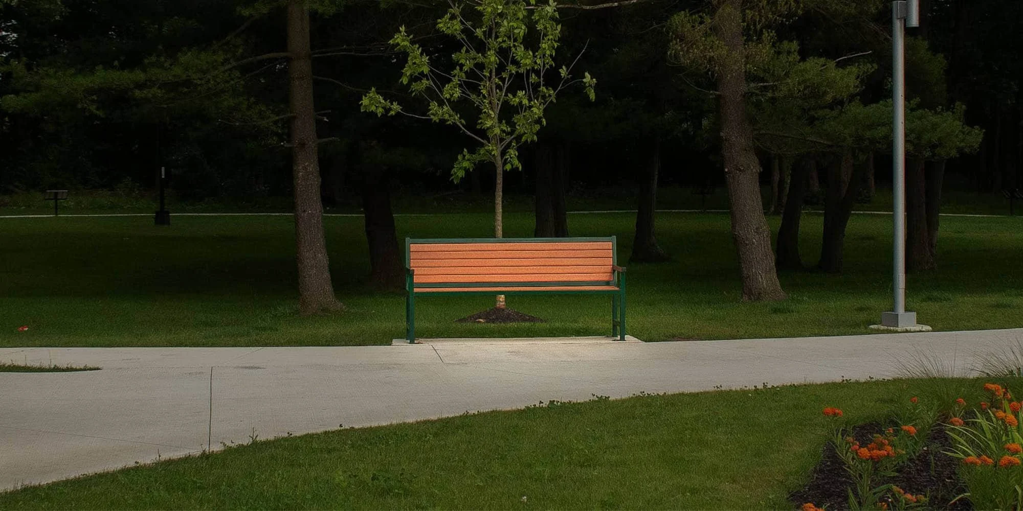 Advantage 6ft steel frame Caroline Mall Bench Advantage Outdoor Products