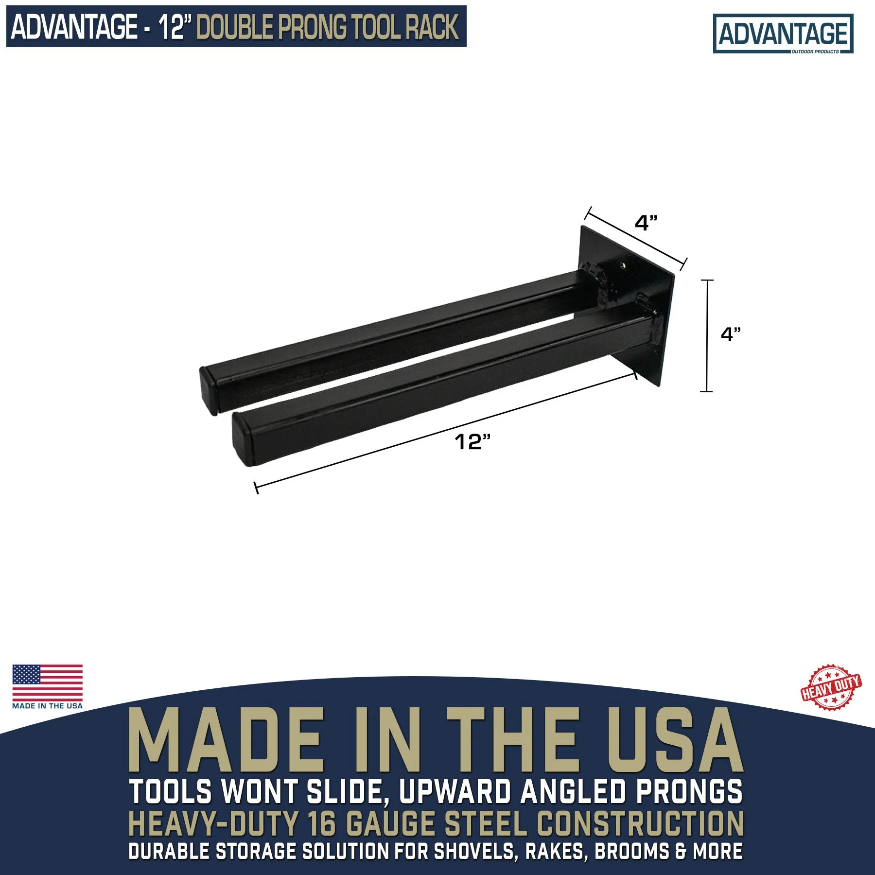 12" Double Prong Tool Rack | Advantage Outdoor Products