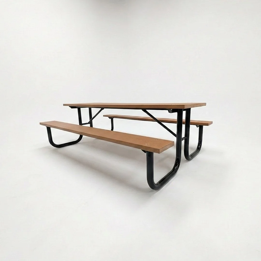 6ft or 8ft Heavy-Duty Standard Picnic Table with 2-3/8" Welded Steel Frame