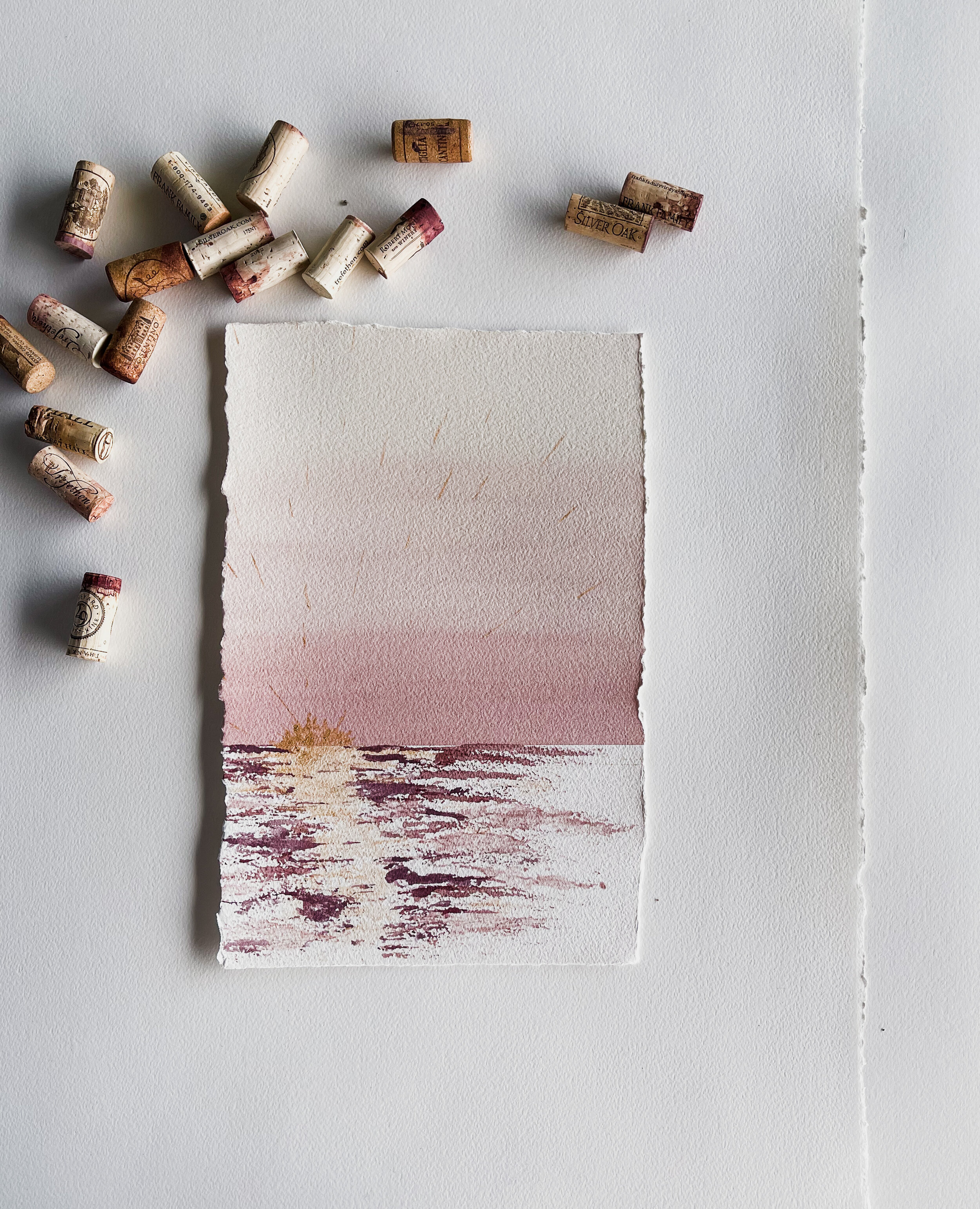 Raspberry sauce | 9x14" original wine painting