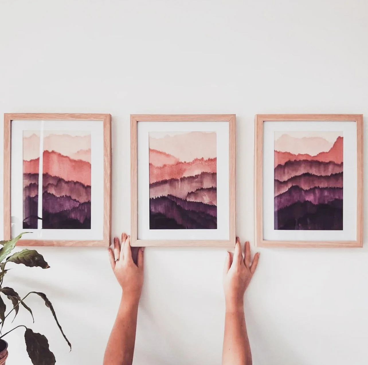 framed triptych the mountains are calling.JPG