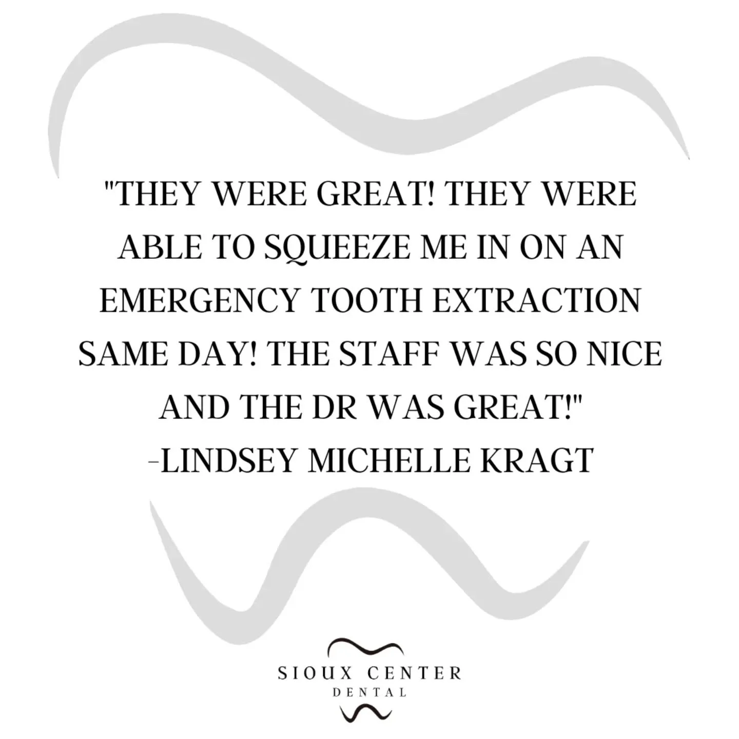 ⭐⭐⭐⭐⭐

Happy Wednesday! This is what people are saying about us! Come experience the Sioux Center Dental difference! 🤗
.
.
.
#siouxcenterdental 
#faithfamilyservice 
#generaldentist 
#5stars 
#review