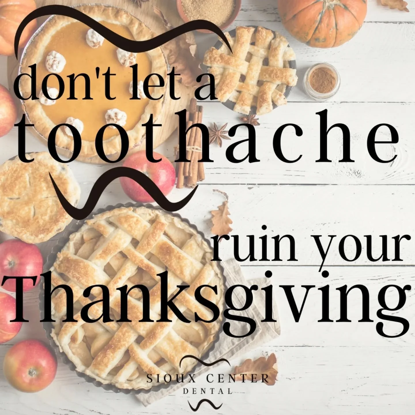 We have very limited openings before the holiday next week. If you need in before the turkey dinner, call today and we will do our best to work you into the schedule! 🍗🍠🥧