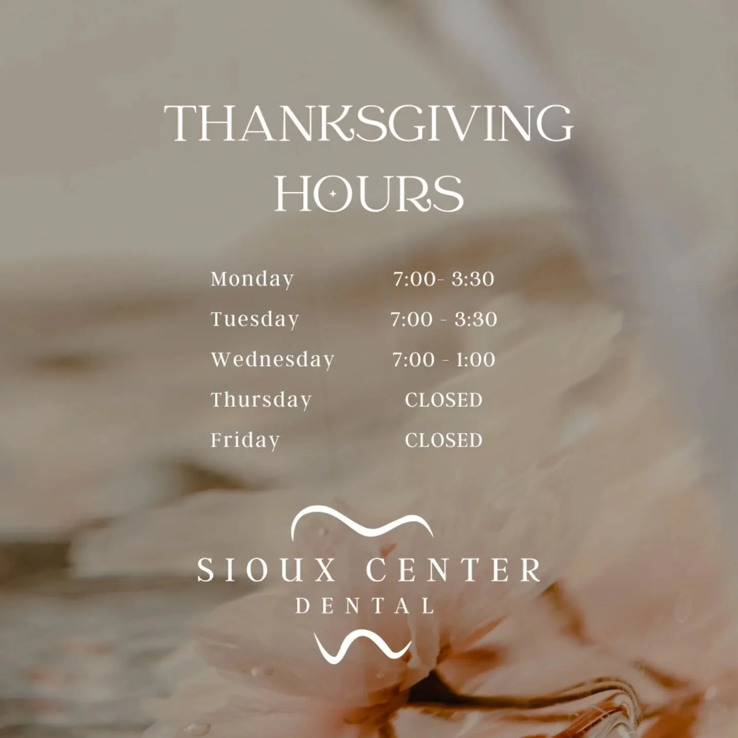 Thanksgiving week hours 🦃
