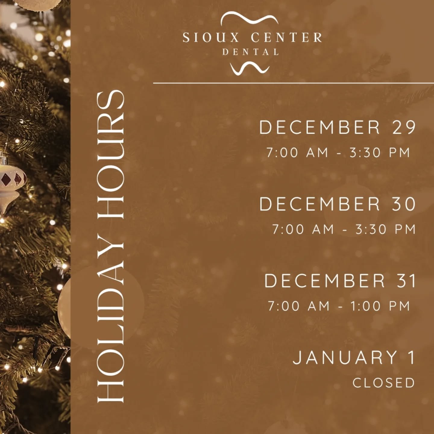 Holiday hours for the week ahead!