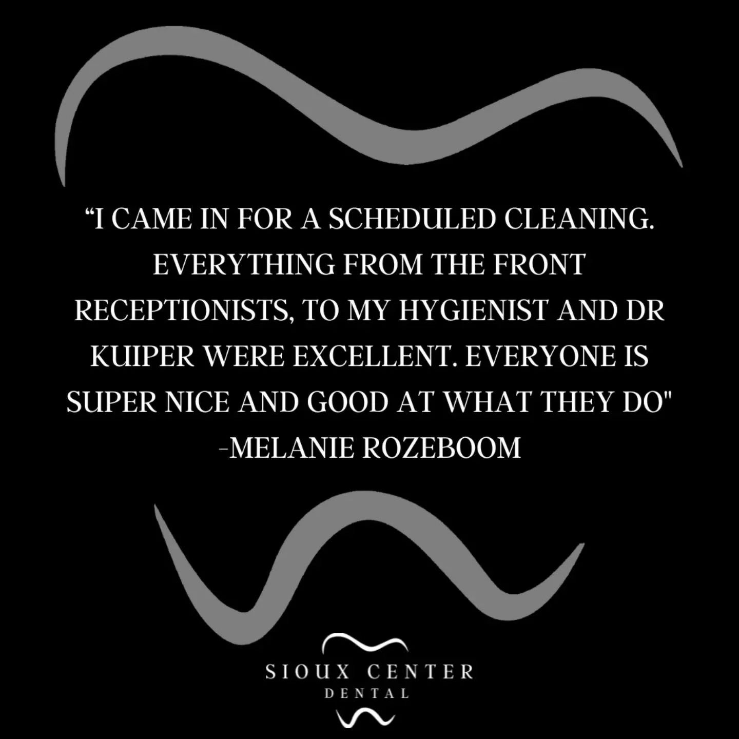 ⭐⭐⭐⭐⭐

Happy Monday! This is what people are saying about us! Come experience the Sioux Center Dental difference! 🤗
.
.
.
#siouxcenterdental 
#faithfamilyservice 
#generaldentist 
#5stars 
#review