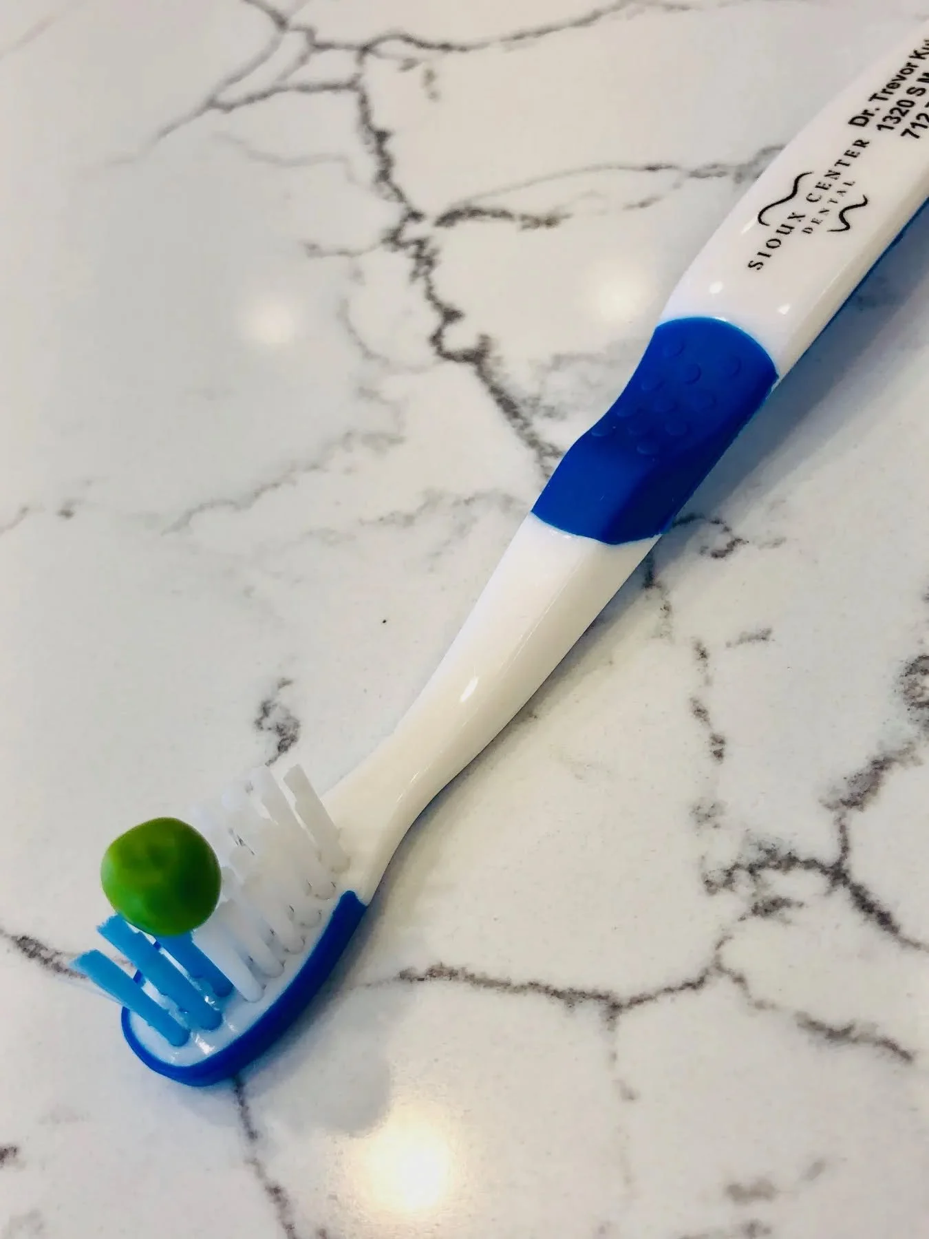 A pea sized amount of toothpaste is all you need!