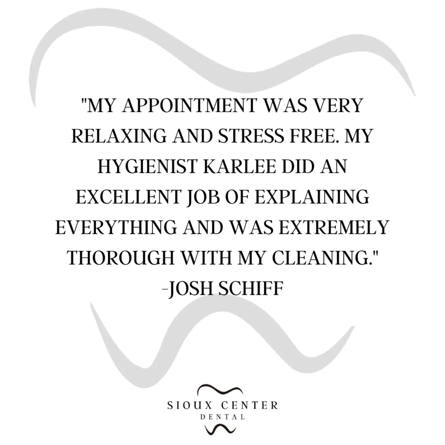 ⭐⭐⭐⭐⭐

Happy Wednesday! This is what people are saying about us! Come experience the Sioux Center Dental difference! 🤗
.
.
.
#siouxcenterdental 
#faithfamilyservice 
#generaldentist 
#5stars 
#review