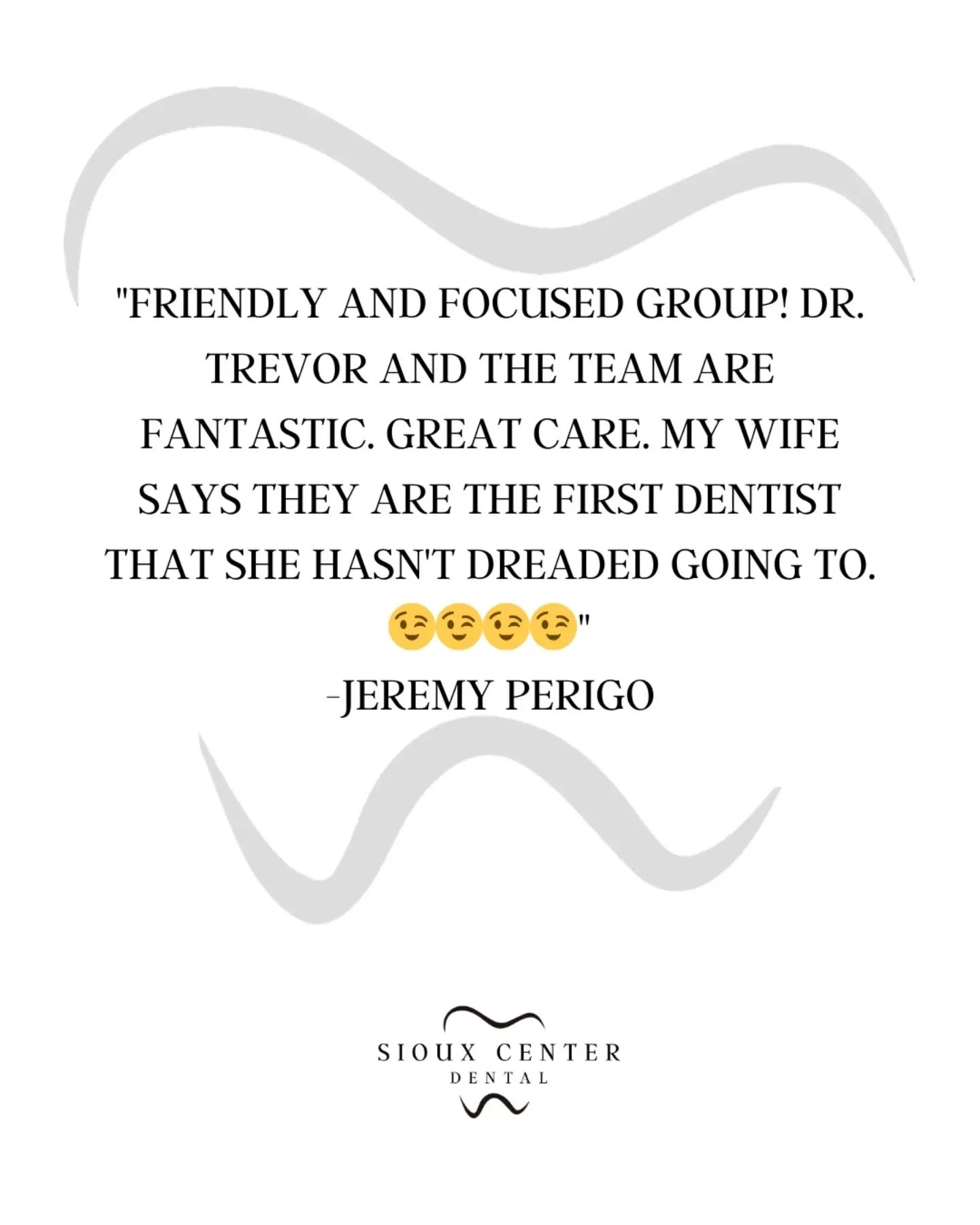 ⭐⭐⭐⭐⭐

Happy Monday! This is what people are saying about us! Come experience the Sioux Center Dental difference! 🤗
.
.
.
#siouxcenterdental 
#faithfamilyservice 
#generaldentist 
#5stars 
#review