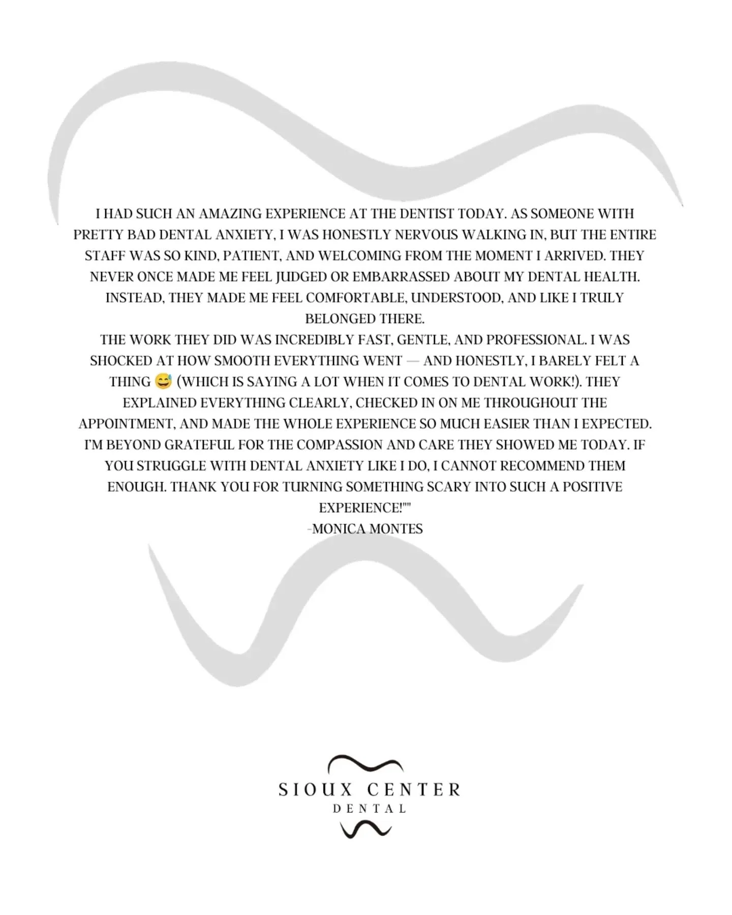 ⭐⭐⭐⭐⭐

Happy Tuesday! This is what people are saying about us! Come experience the Sioux Center Dental difference! 🤗
.
.
.
#siouxcenterdental 
#faithfamilyservice 
#generaldentist 
#5stars 
#review