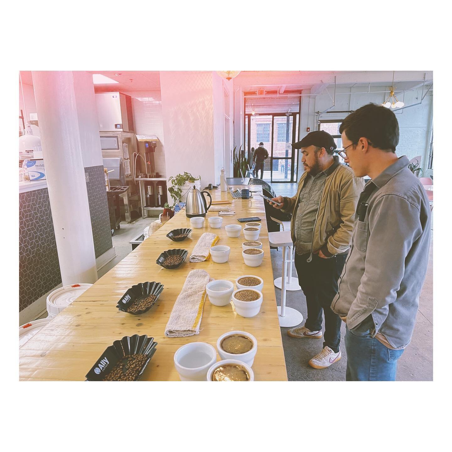 Cupping with my good friends at @junto.coffee // thankful for partners in the coffee industry to bring excellent coffees to you! These guys are the real deal. Thank you @matt.patch and @lil_pacamara