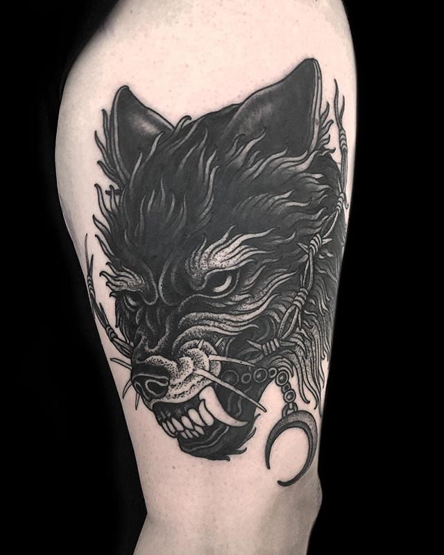 APMD inspired black wolf tattoo by @timbeijsens 🤘🏿👹🔥
&bull;
#allpigsmustdie #apmd #blackwolftattoo #hungrywolfeasyprey
#southernlord #nonbeliever