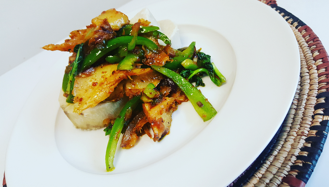 Yam with Veggies and Stock Fish