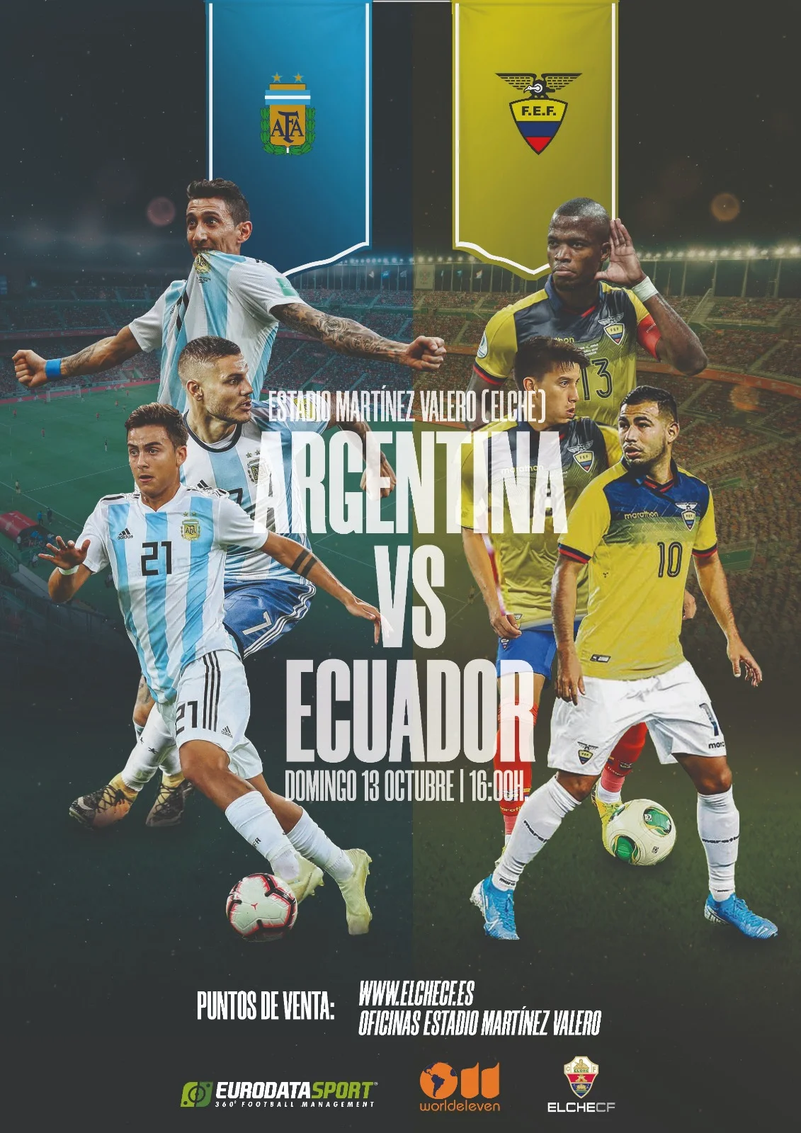 EL ELCHE DE ESPAÑA ANUNCIA EL INICIO DE VENTA DE ENTRADAS PARA EL PARTIDO ARGENTINA VS. ECUADOR