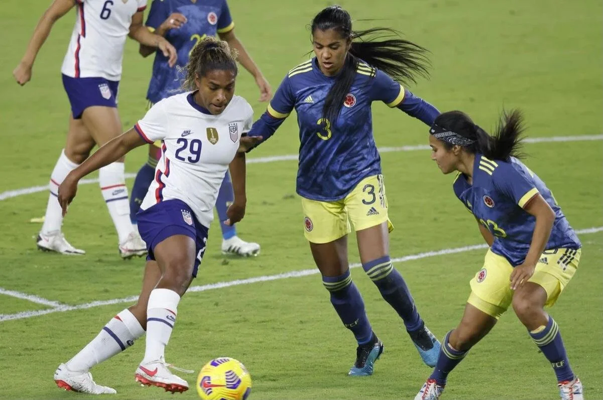 SAM MEWIS SCORED A HAT-TRICK AS THE UNITED STATES BEAT COLOMBIA 4-0 IN ORLANDO ON MONDAY.