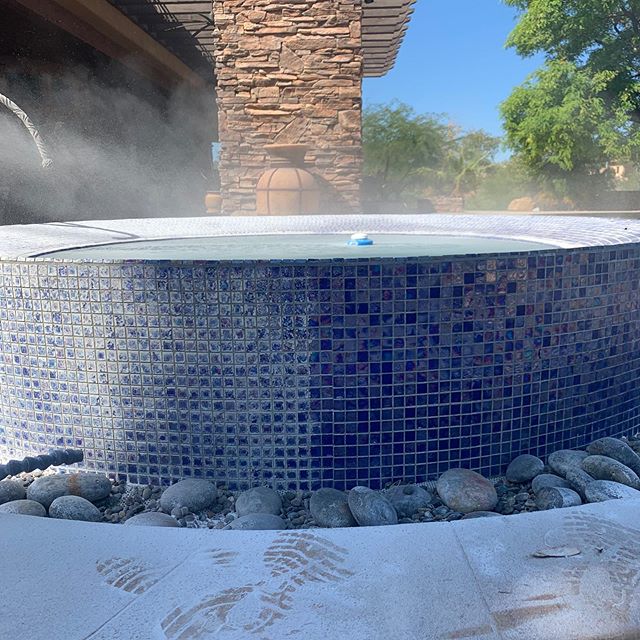 Big shout out to Kayne @premierpoolaz for having us out to blast this killer all glass spa. Give us call for all your glass tile needs. 480 818 7235. #premierpoolcare #pooltilecleaning #pooltileblasting #pooltilerepair #scottsdale #cavecreek #carefre