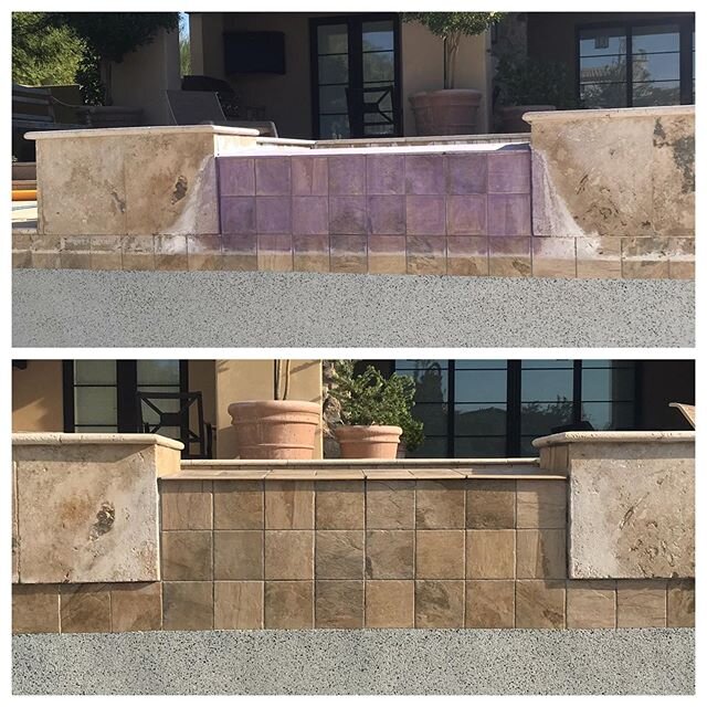 A little purple haze is no match for #maxxstrip. If you have some on your tile fear not we can remove it. Thanks @premierpoolaz for letting me assist on this project. 480 8187235 for all tile cleaning needs. #pooltileblasting #pooltilecleaning #north