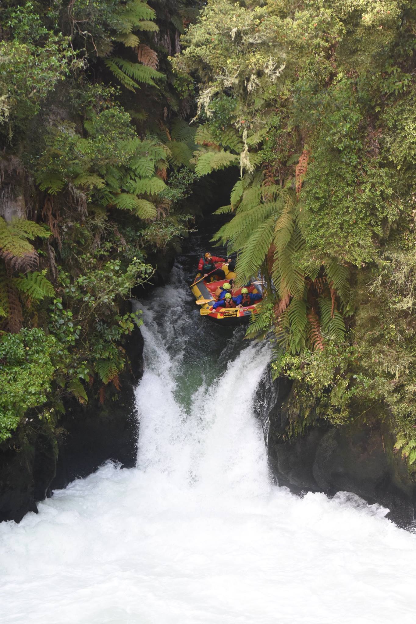 Rafting the famous "Tutea" 7 meter waterfall. Photo courstesy of Kaituna Cascades