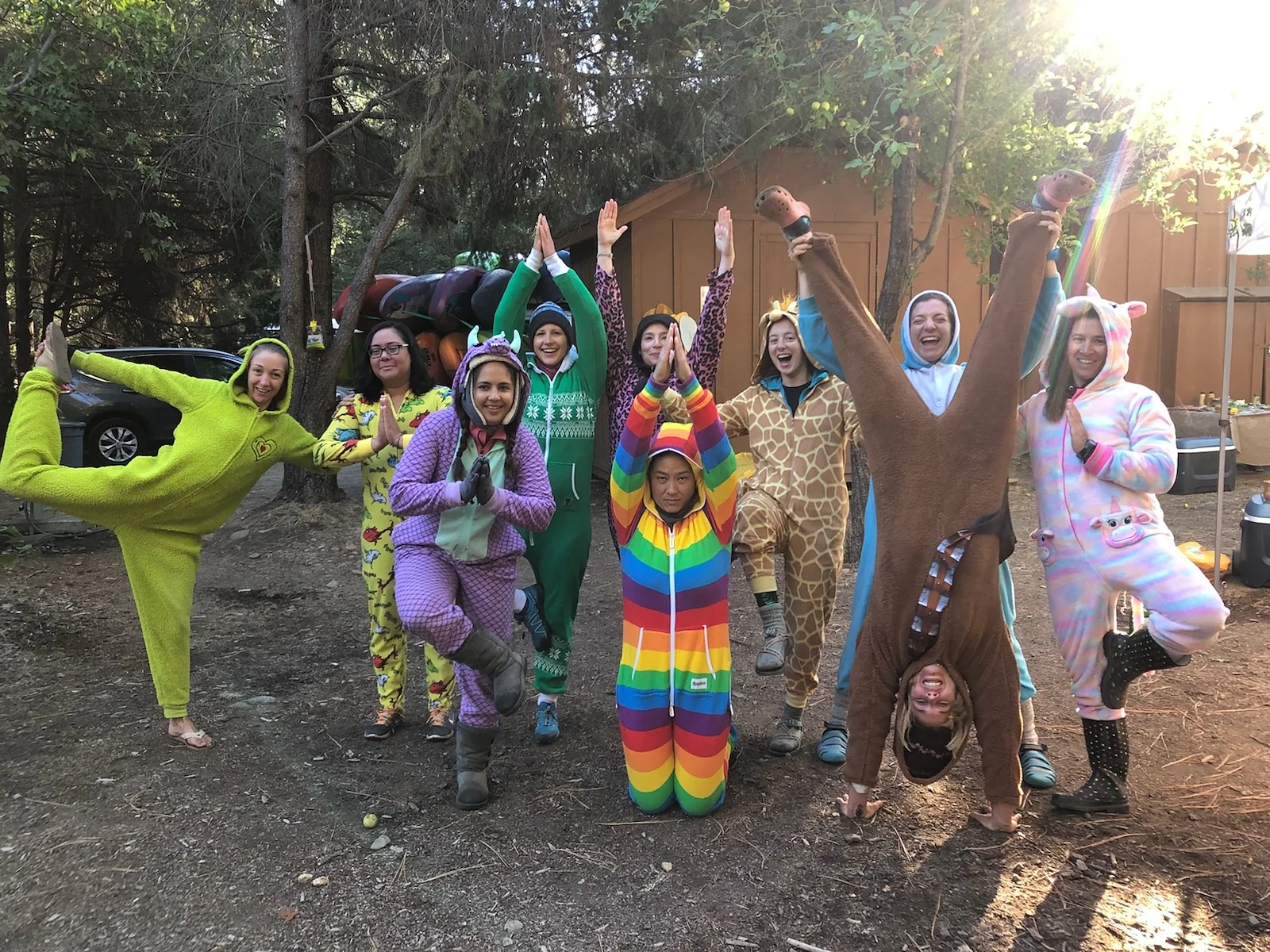 Getting silly on yoga onesie Saturday:)