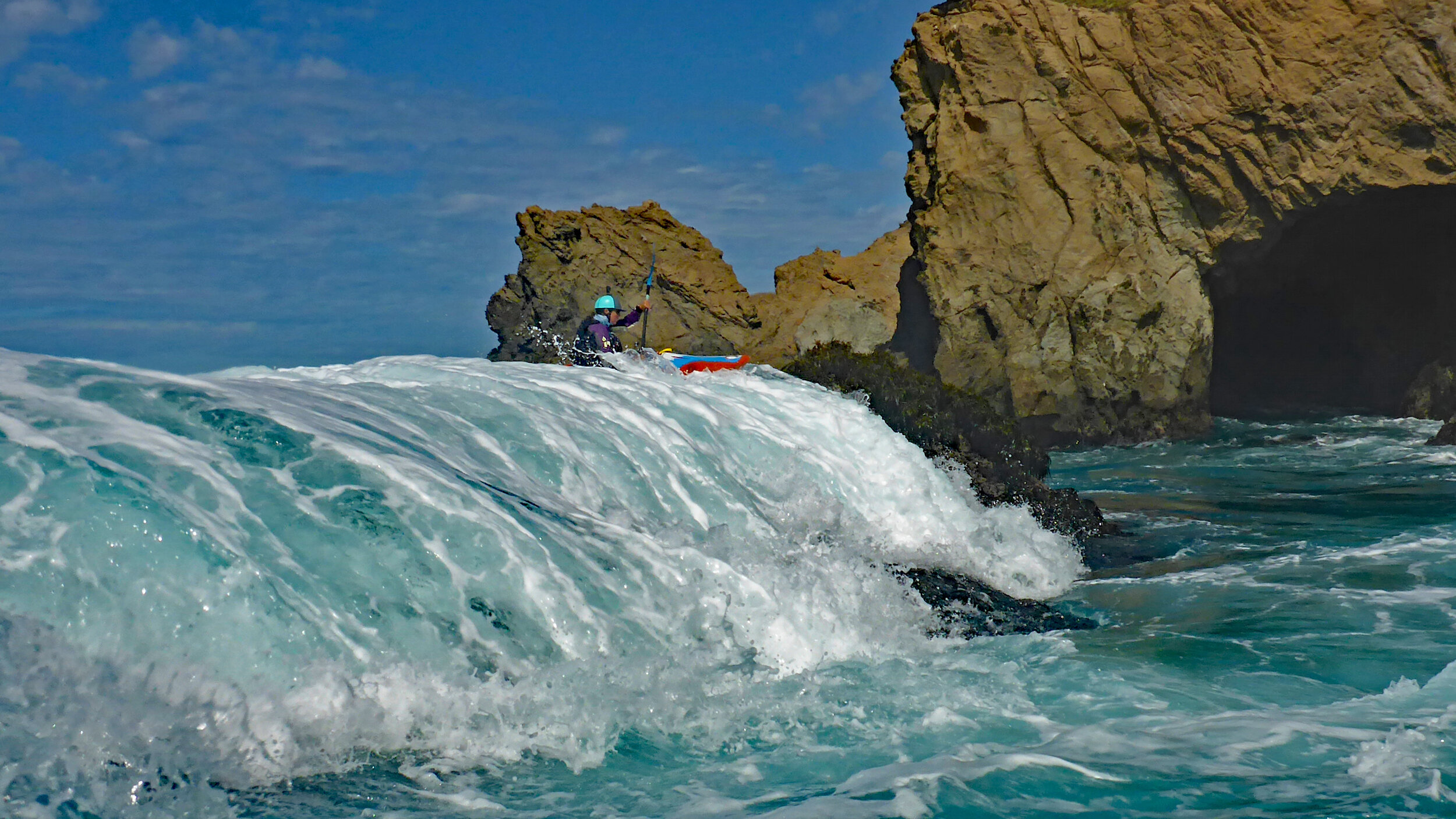 Owner, Cate Hawthorne, enjoying one of the many fun features on the Mendocino coast