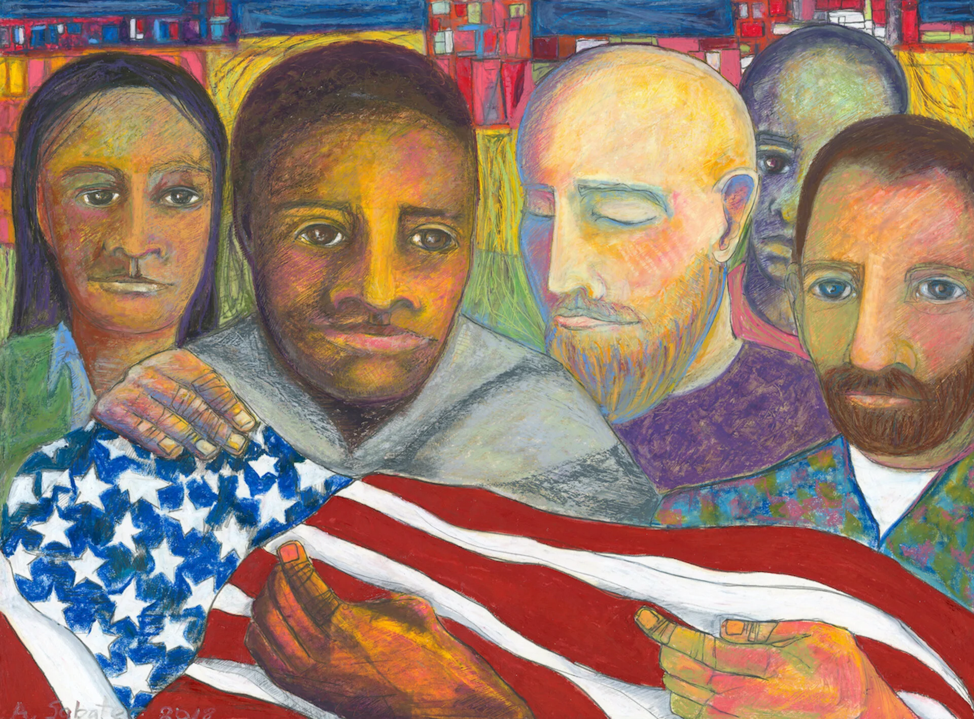 Strength in Unity - oil pastel, graphite  22”X30”  2018