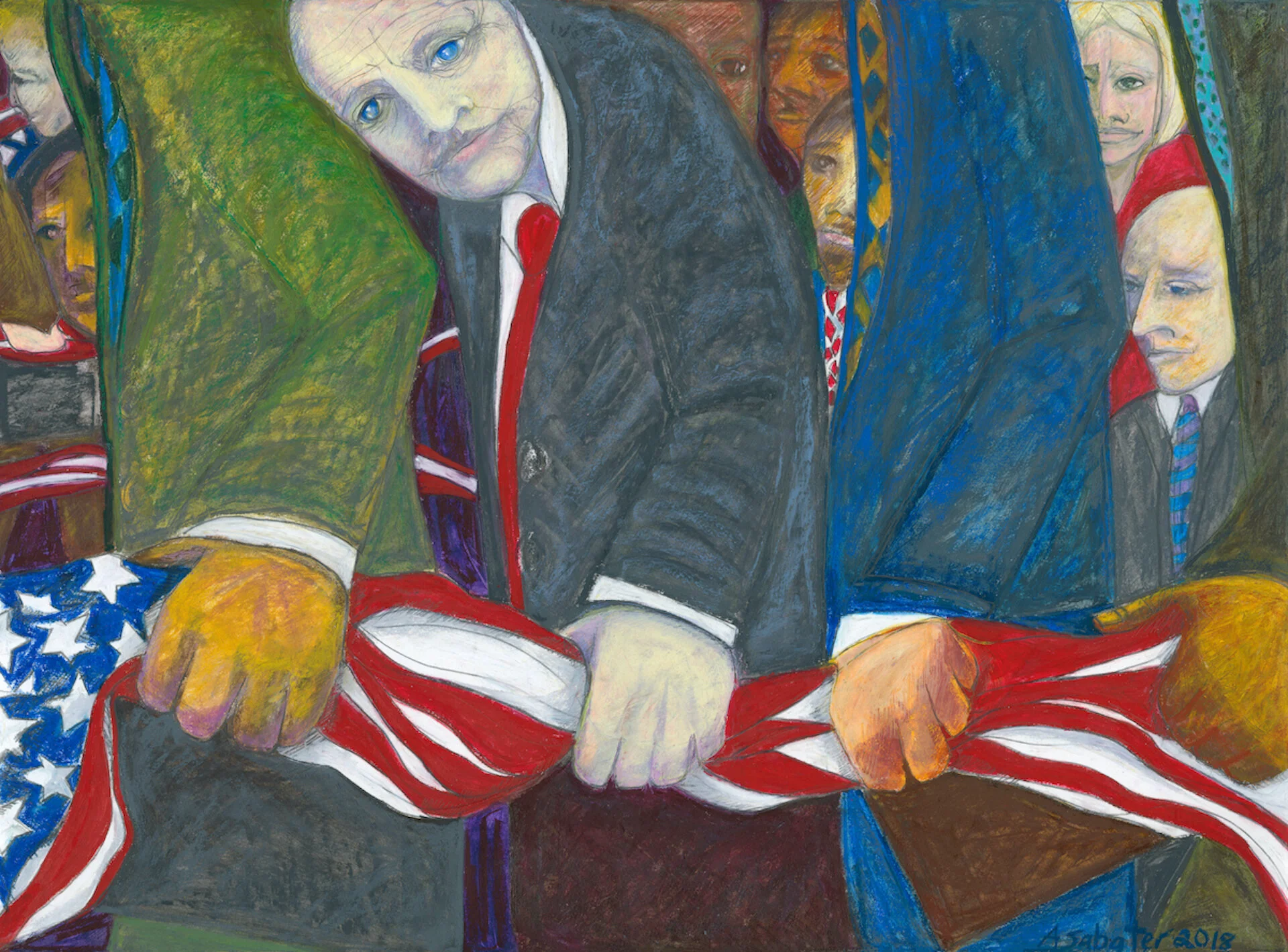 Bull Run Grippe - oil pastel, graphite  22”X30”  2018