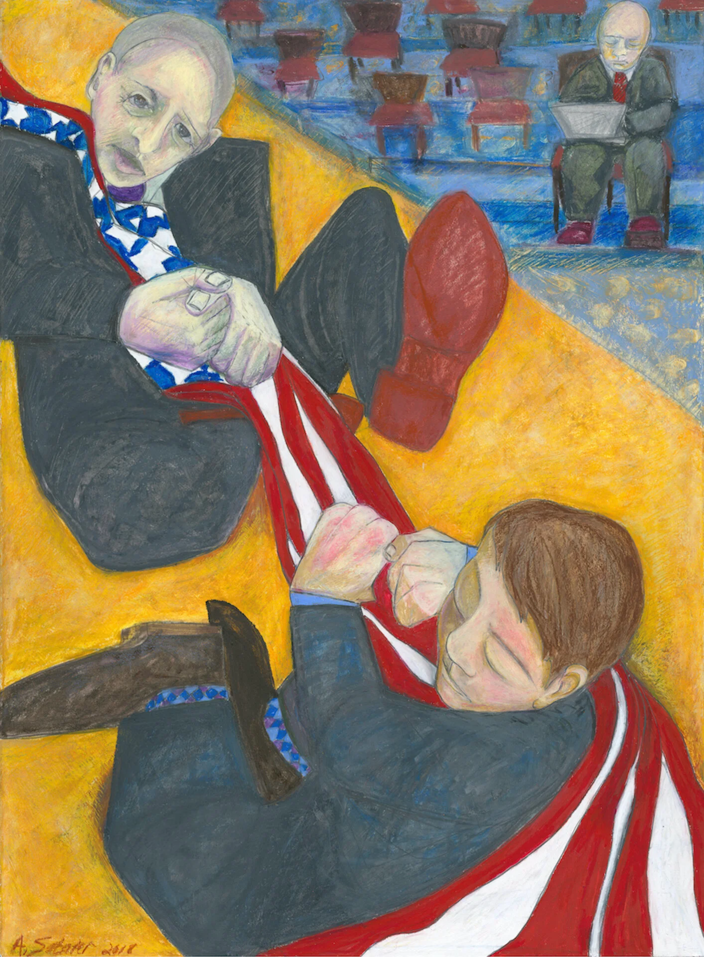 Tug of War - oil pastel, graphite  30”X22”  2018