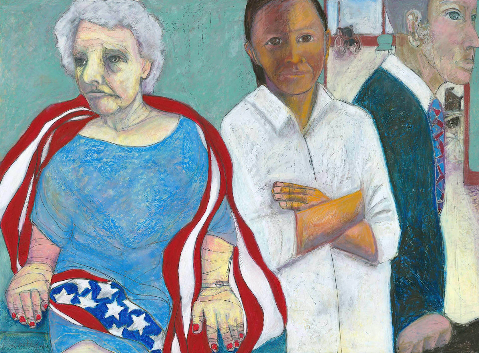 Patient, Doctor…Profit. - oil pastel, graphite  22”X30”  2019