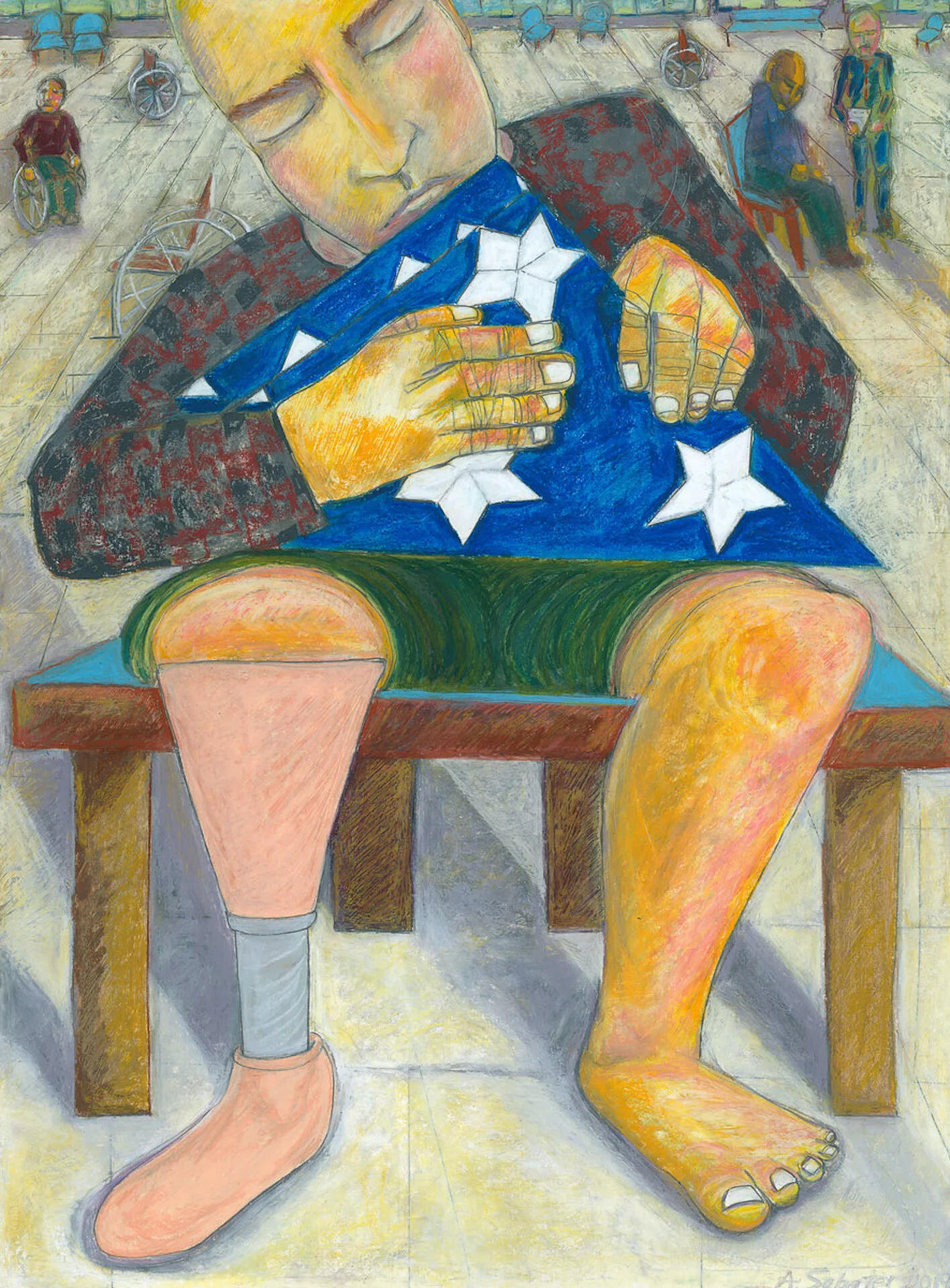 We Served Together - oil pastel, graphite  30”X22”  2019