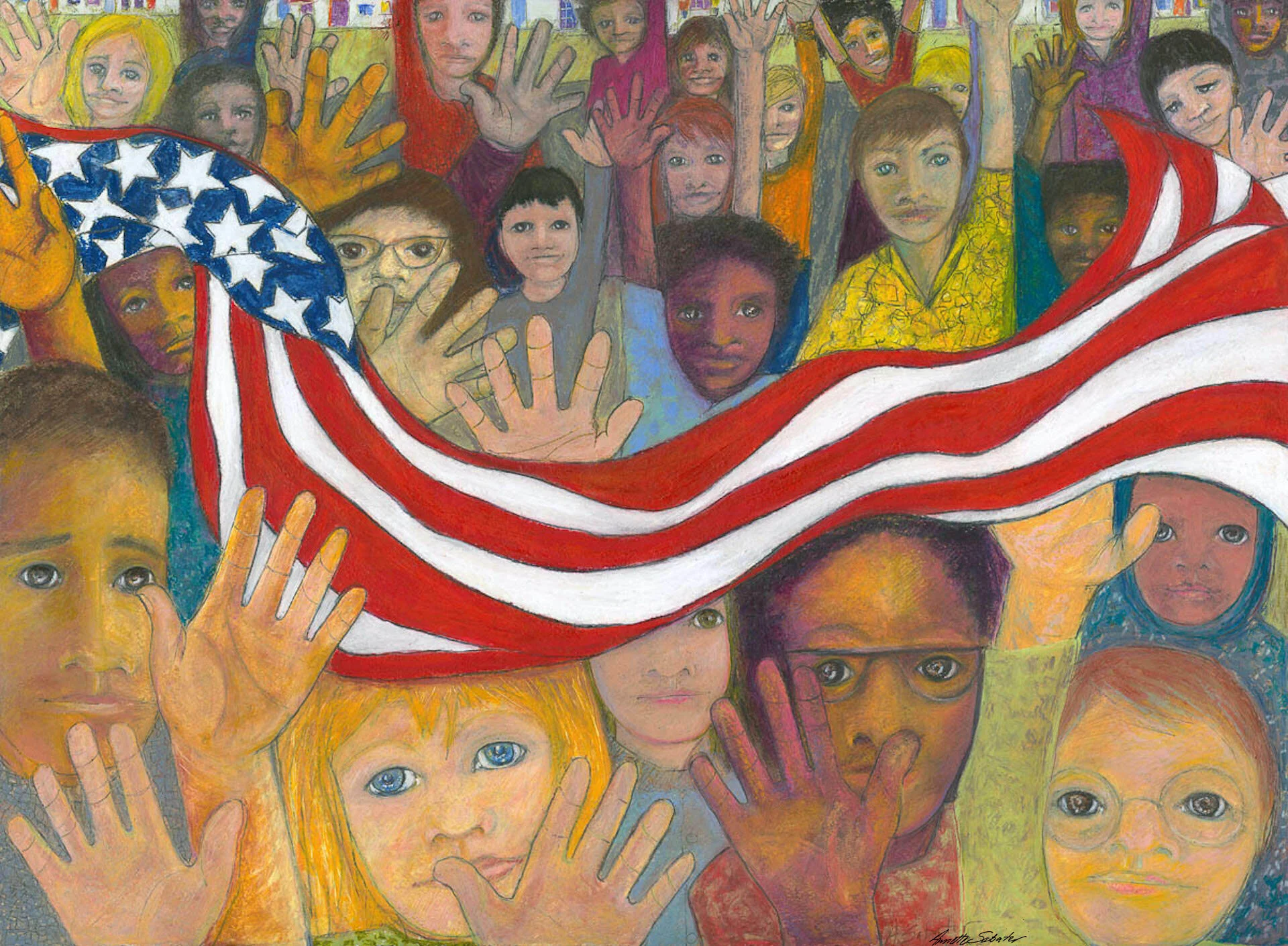 Our Turn - oil pastel, graphite  22”X30”  2020