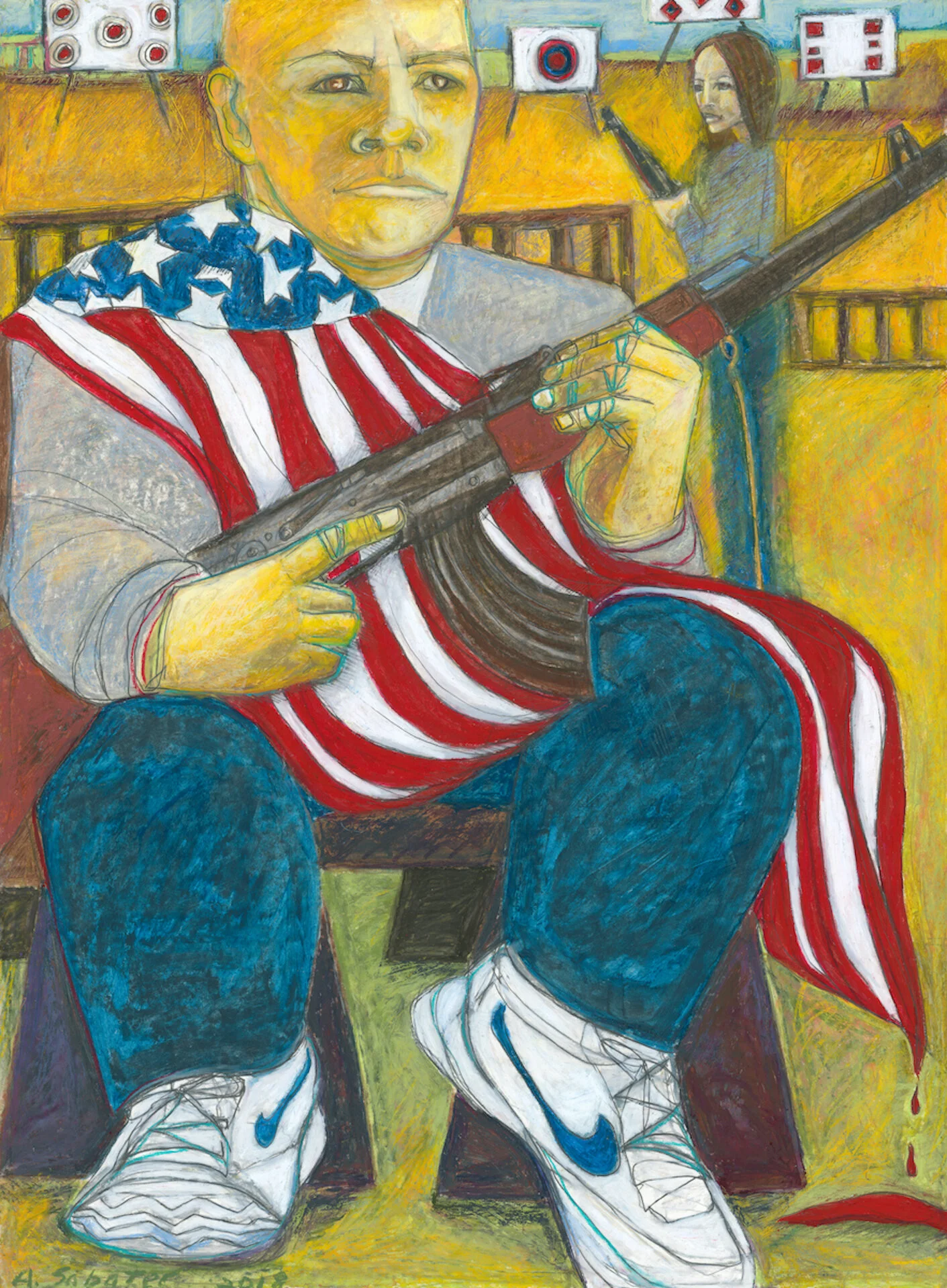 God Given Right - oil pastel, graphite30”X22”  2018