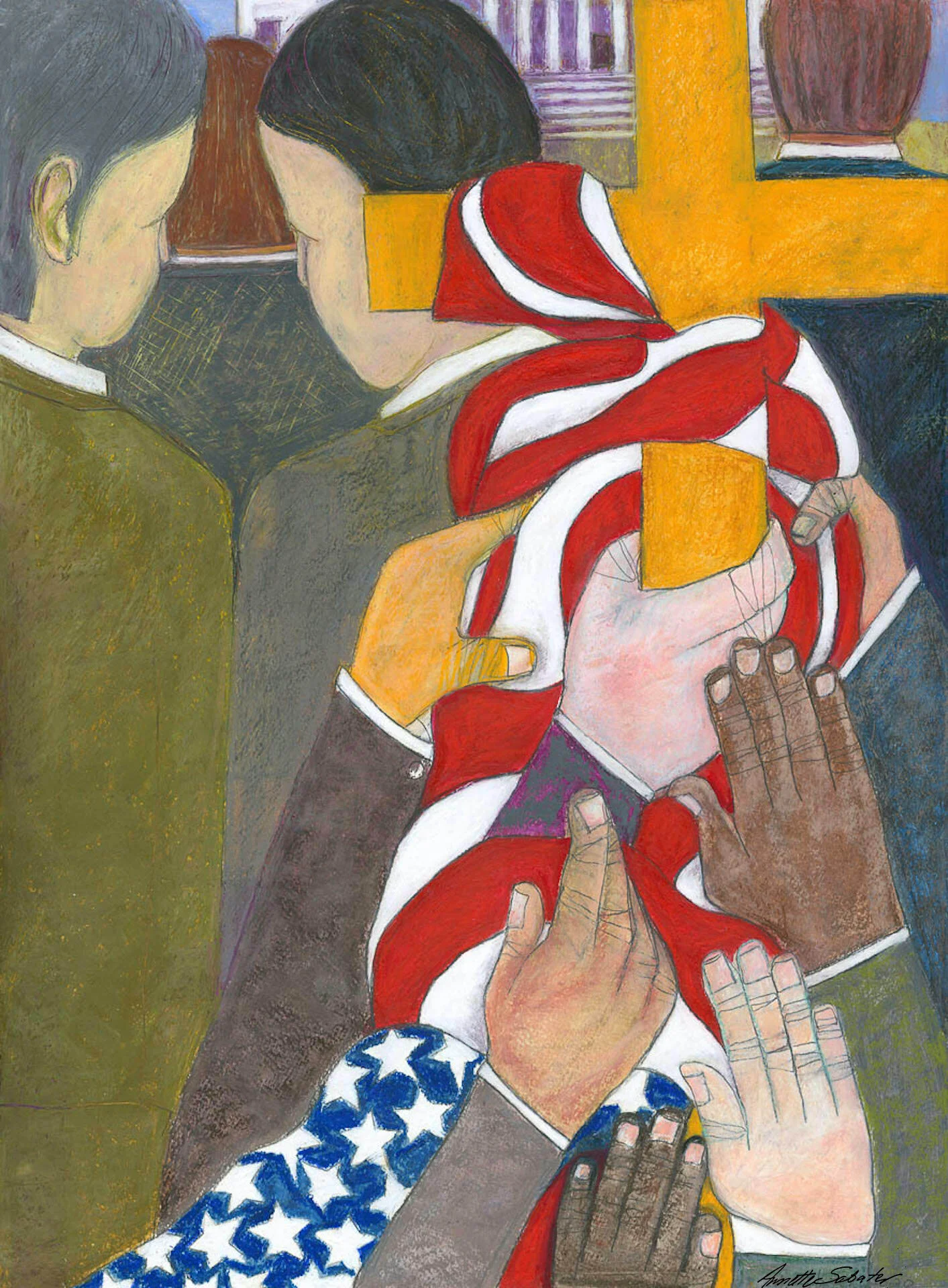 Blurring the Line - oil pastel, graphite  30”X22”  2020