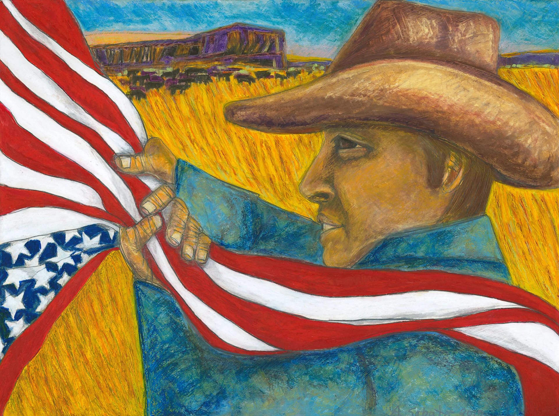 This Land is My Land - oil pastel, graphite  22”X30”  2019