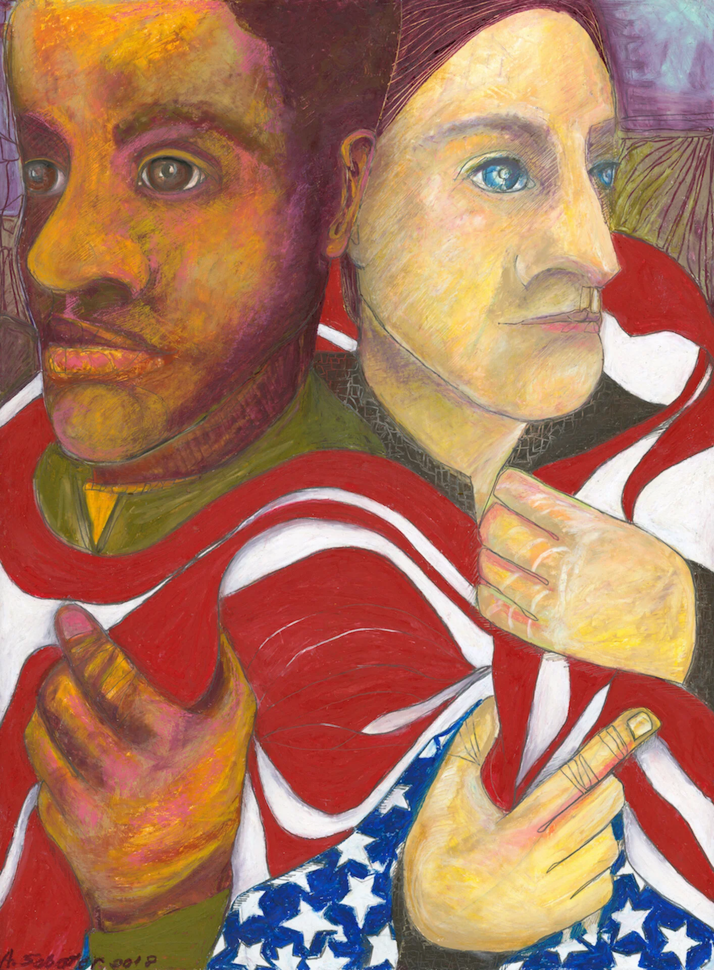 Enmeshed Unity - oil pastel, graphite  30”X22”  2018