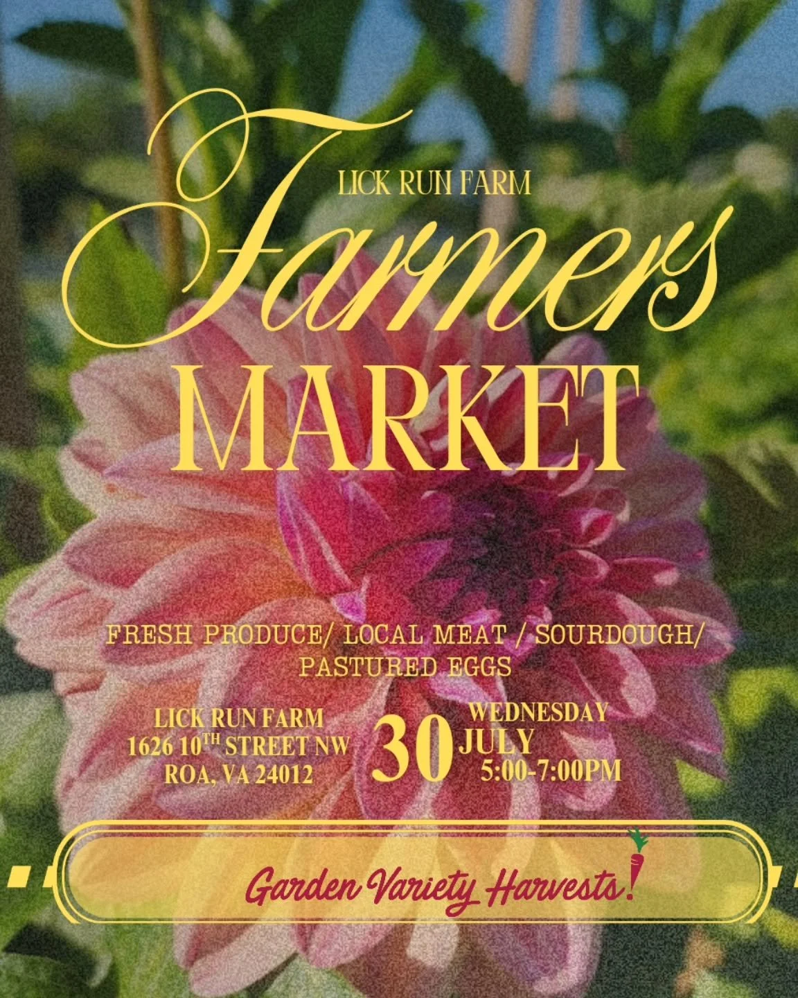 Come out to the farm this Wednesday from 5-7pm for fresh 🌶🌽🥒🥖🥩🥚🥕 and so much more!
@ritualbreads @singingspringfarm @lazypiggfarm @monkeysfreshfruitandveggies @sustainable.roanoke @heyteatotal 
#farmersmarket #nwroanoke #tomatosandwichseason