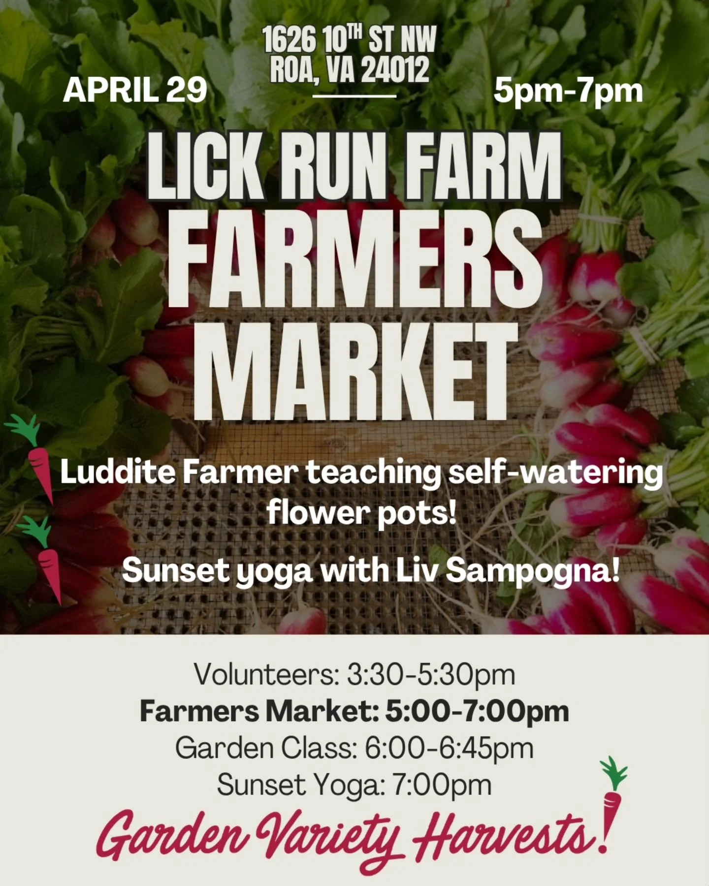Our first on-farm market of the year is less than a week away! And we're really stacking this event high in 2026!
Next Wendesday, April 29: the market runs from 5-7, just like last year. You can expect @lazypiggfarm , @_tea.total_ , @monkeysfreshfrui