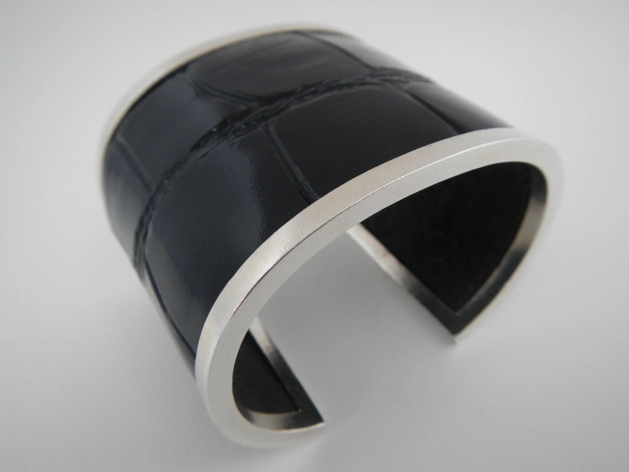  silver and leather cuff 
