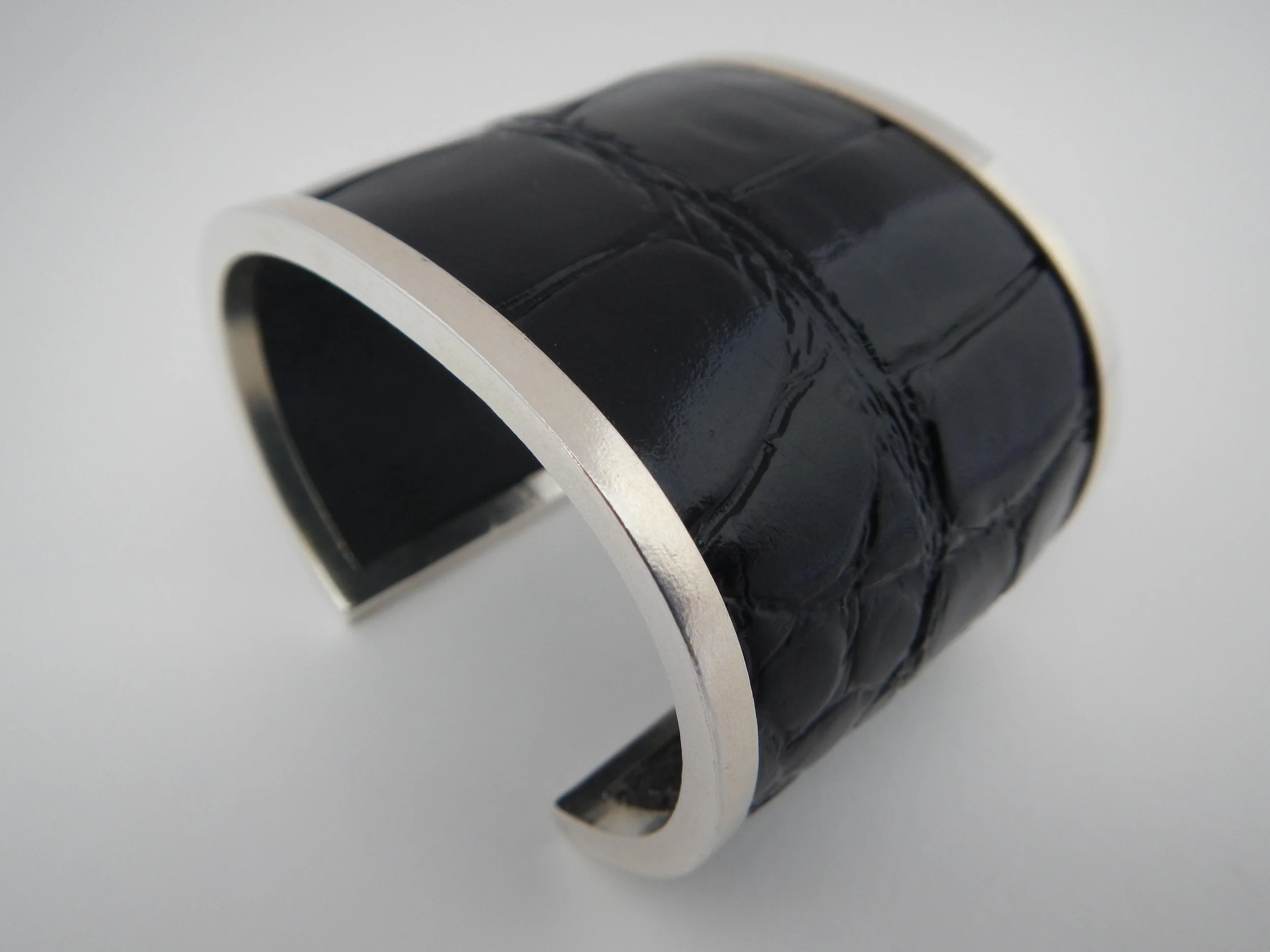  silver and leather cuff 