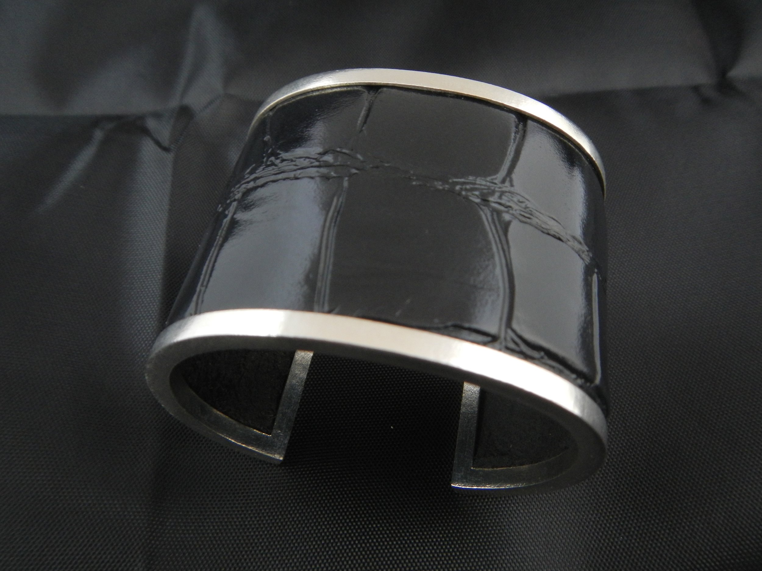  silver and leather cuff 